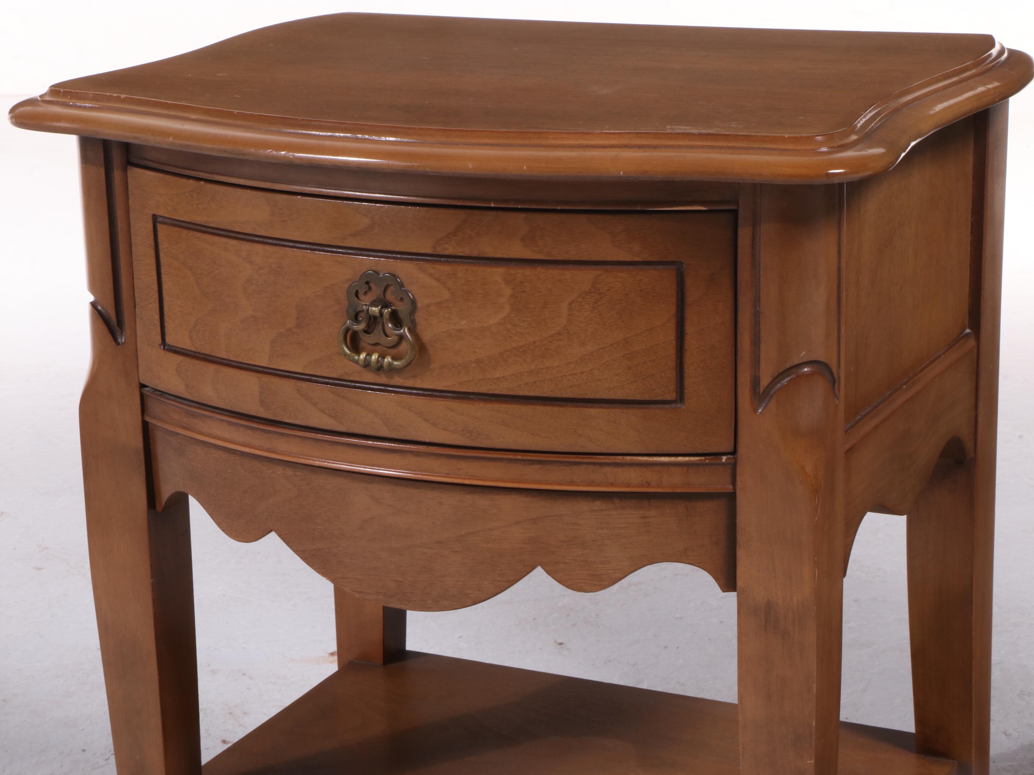 The Rike-Kumler Co. French Provincial Style Walnut Two-Tier Nightstand