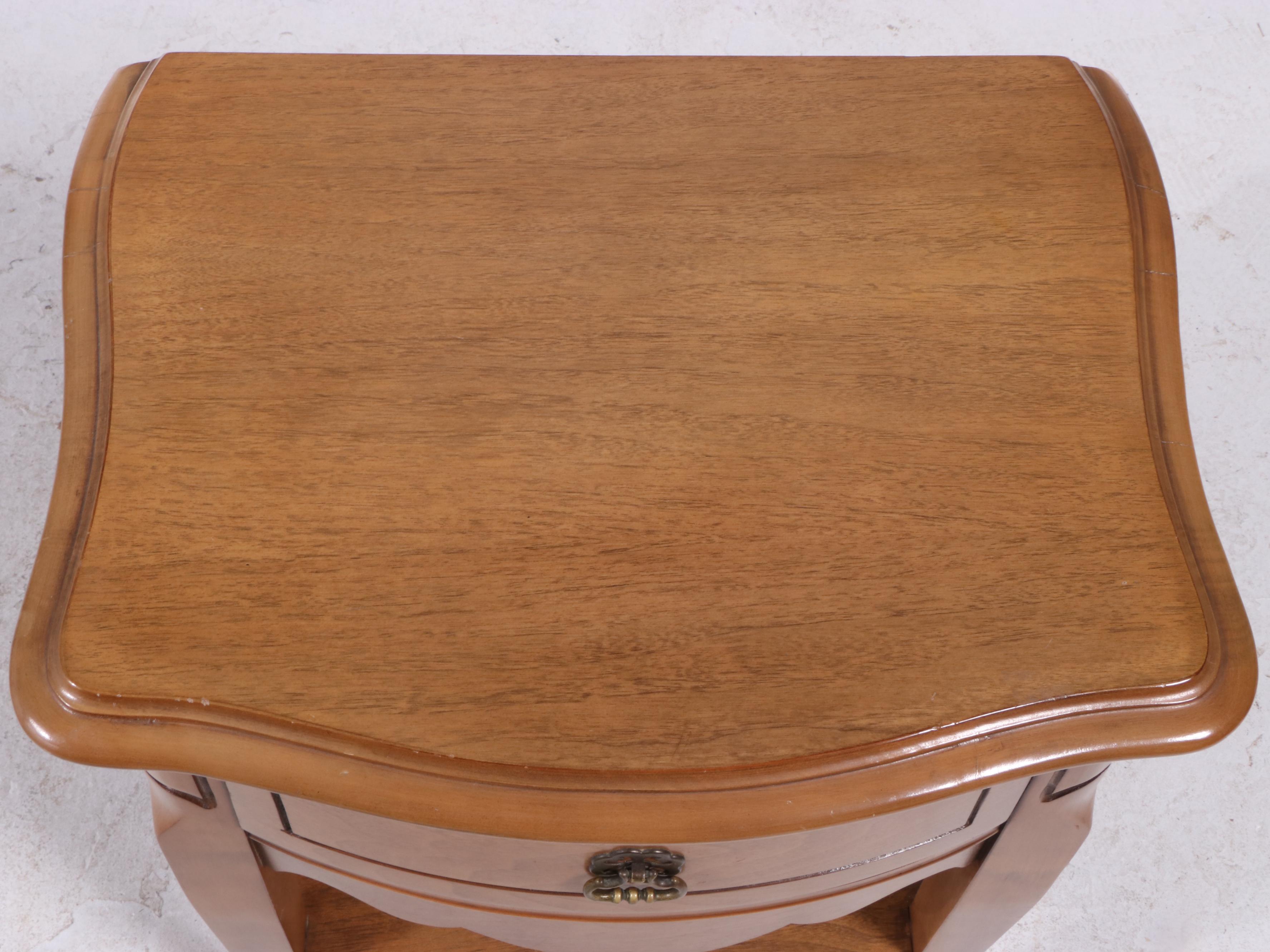 The Rike-Kumler Co. French Provincial Style Walnut Two-Tier Nightstand