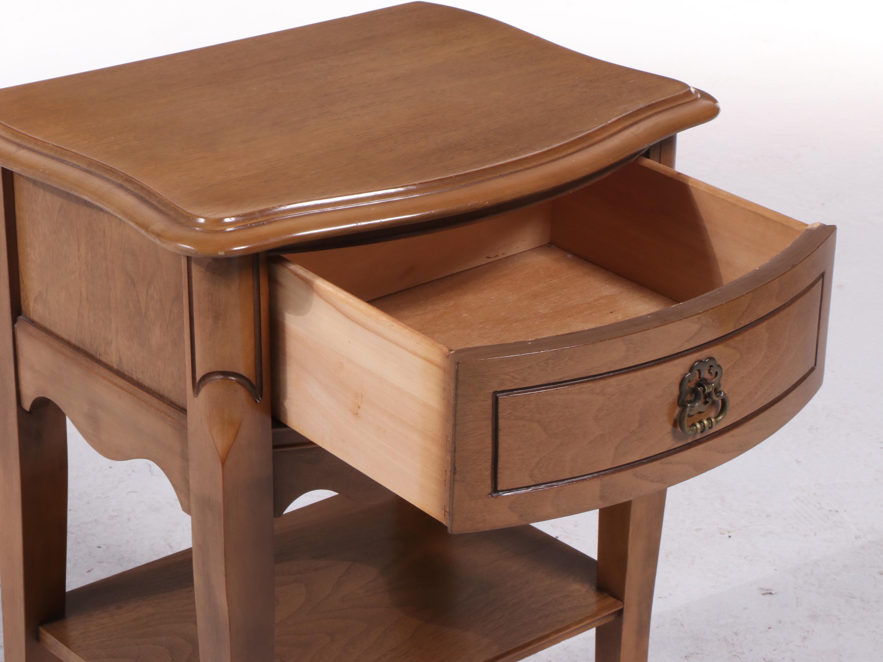 The Rike-Kumler Co. French Provincial Style Walnut Two-Tier Nightstand