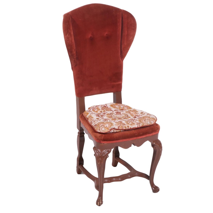 Venetian Style Upholstered Wooden Wingback Side Chair