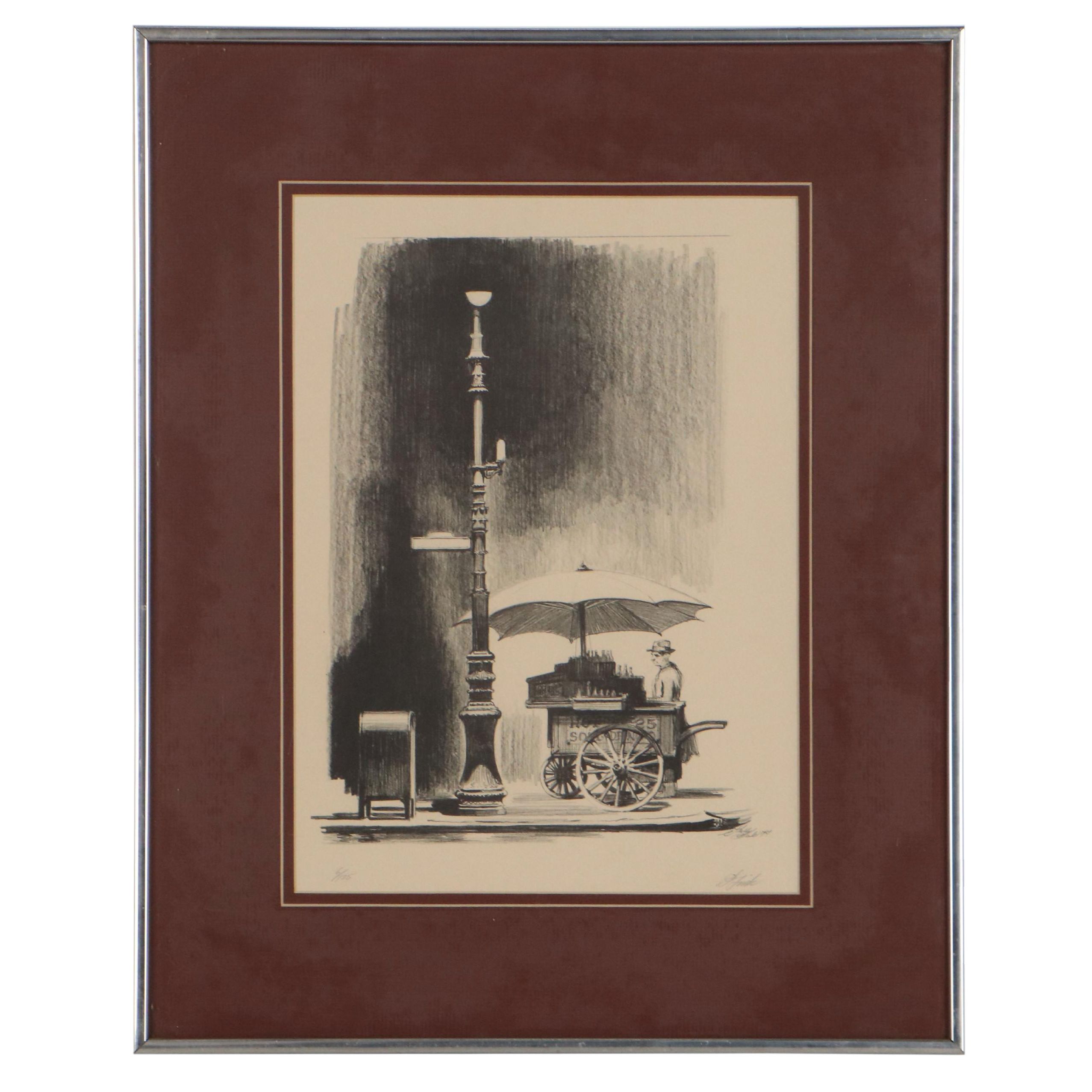 Sheldon Fink Lithograph "Hot Dog Man," Circa 1967