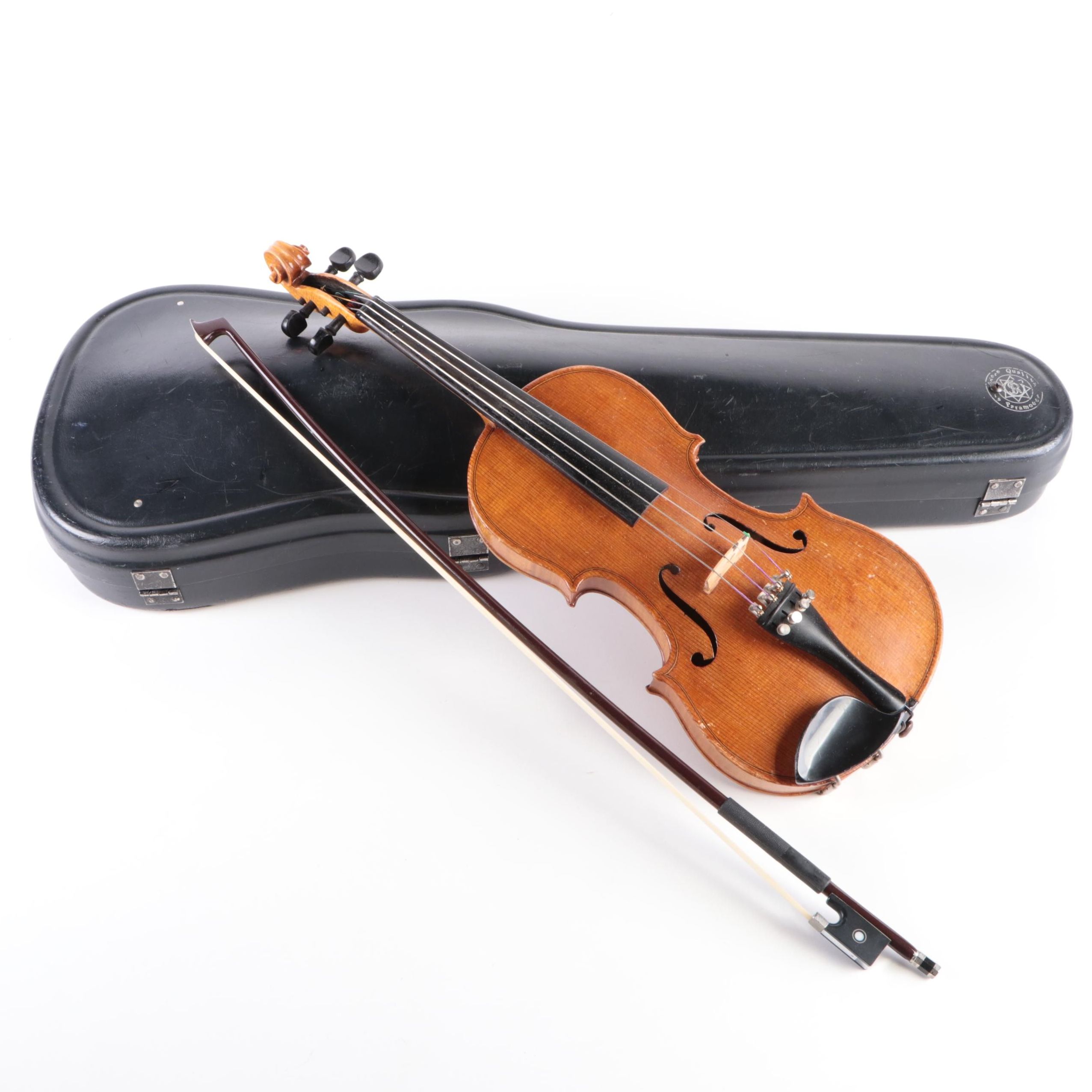 Antonius Stradivarius Cremonensis Copy Violin With Case and Bows