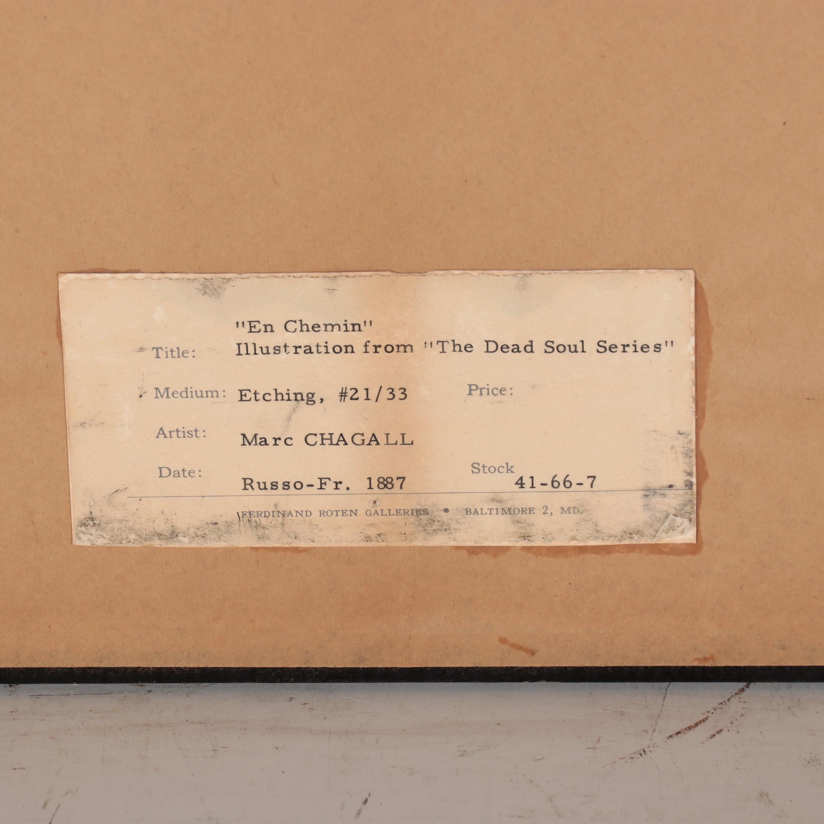 Marc Chagall Etching With Drypoint "En Chemin"