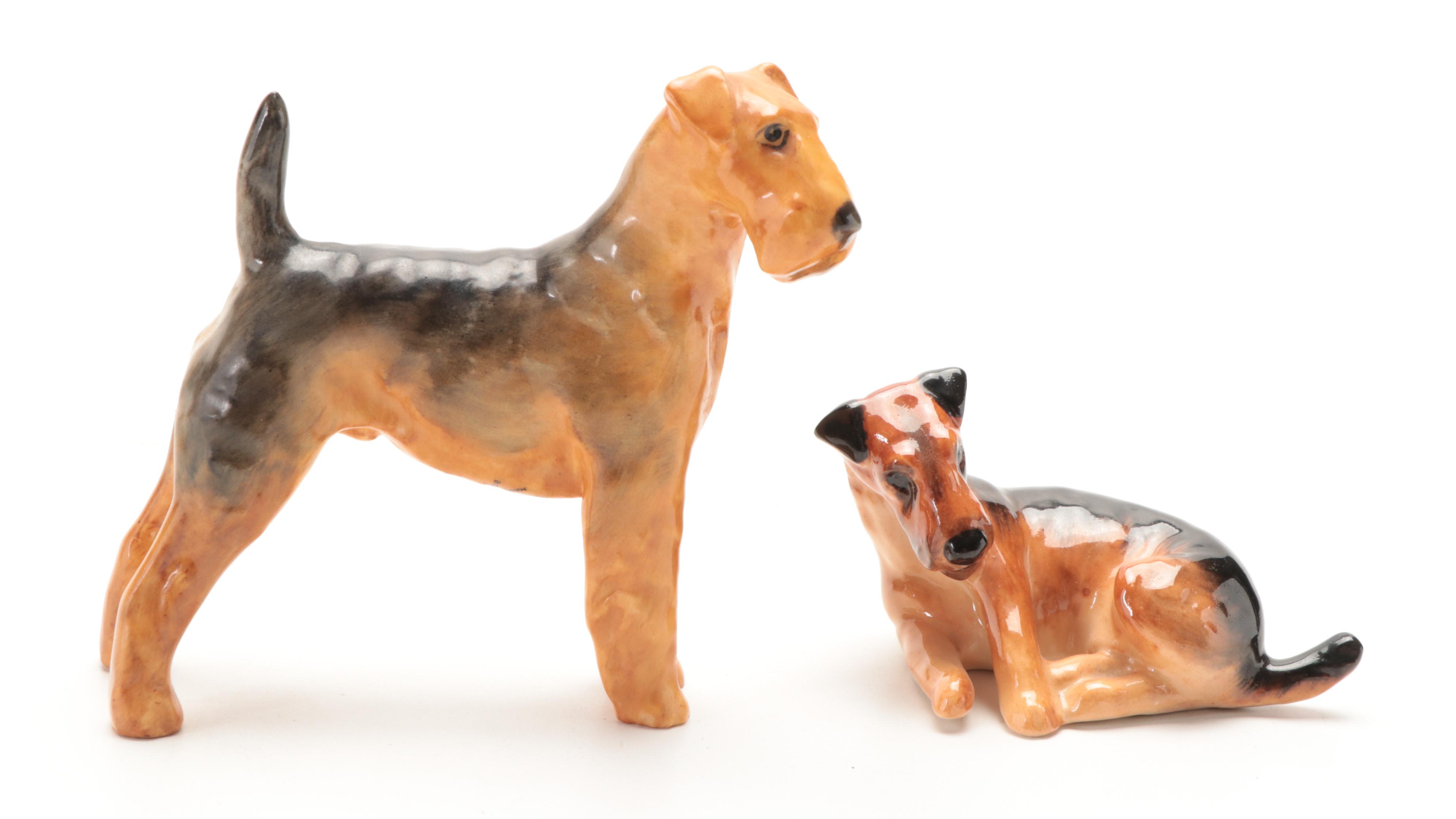 Royal Worcester and Other  Bone China Airedale and Sealyham Terrier Figures