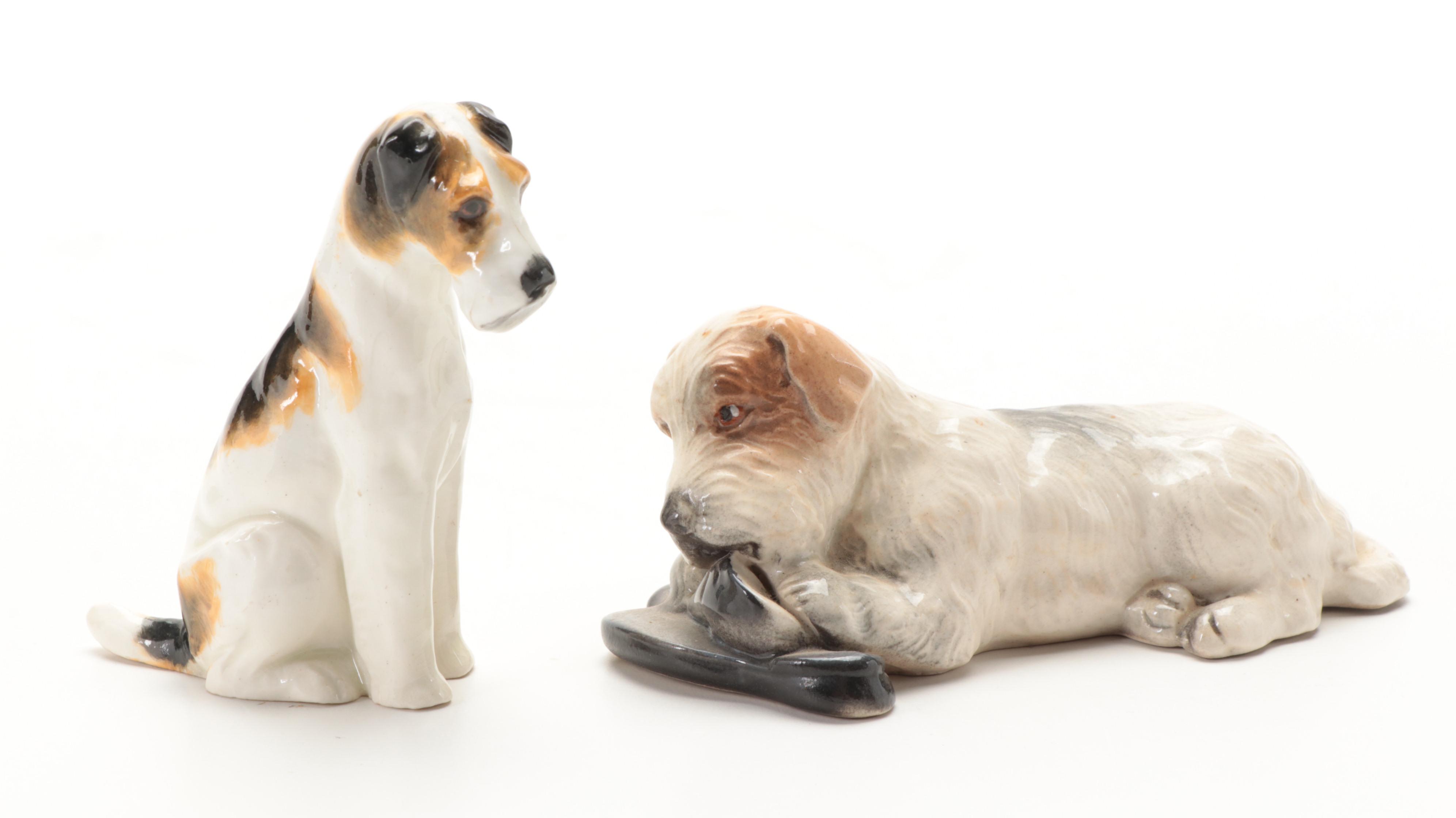 Royal Worcester and Other  Bone China Airedale and Sealyham Terrier Figures