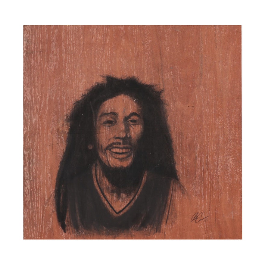 Charcoal Portrait Drawing of Bob Marley, 2015