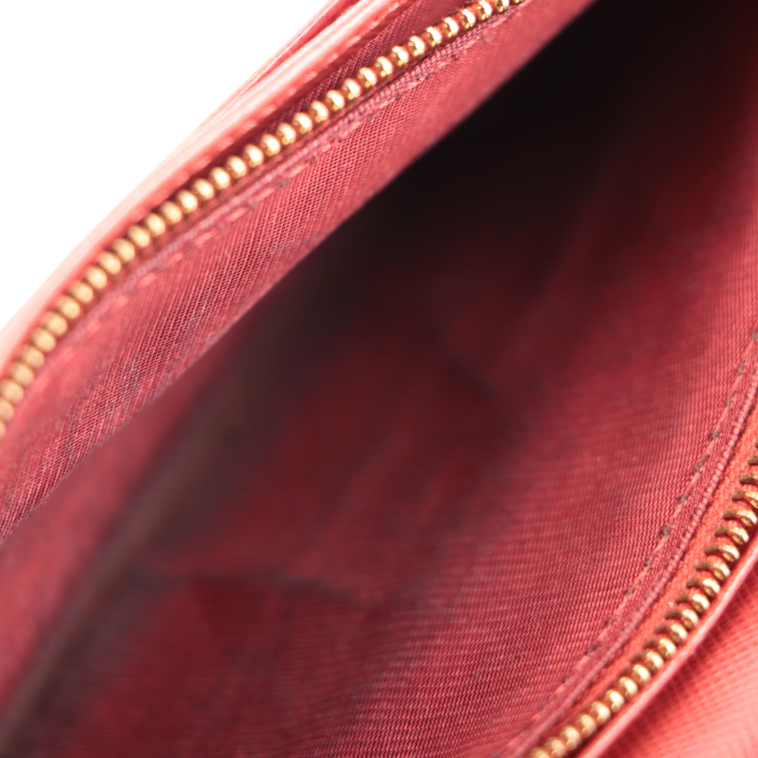 Prada Double-Snap Long Wallet in Red Saffiano Leather