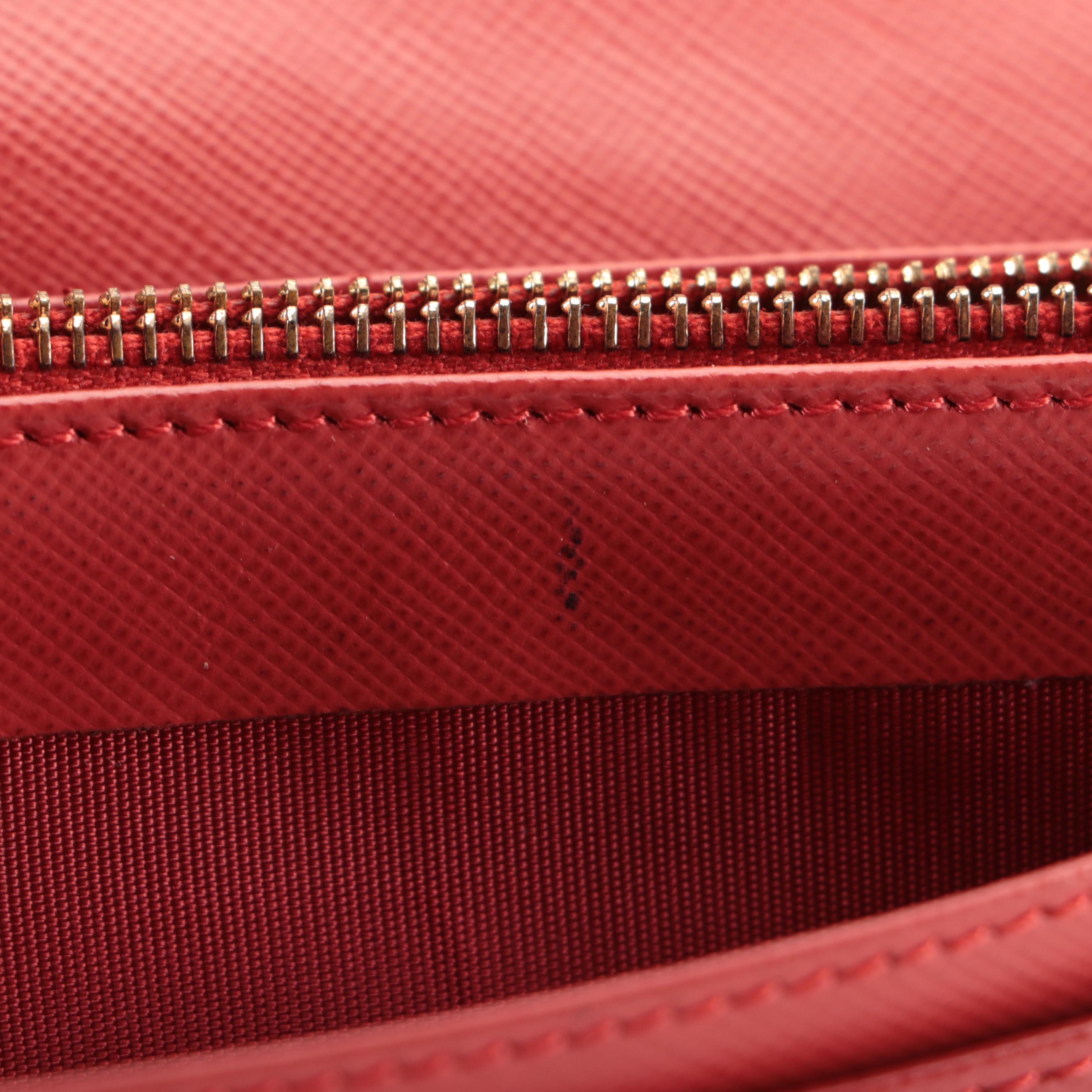Prada Double-Snap Long Wallet in Red Saffiano Leather