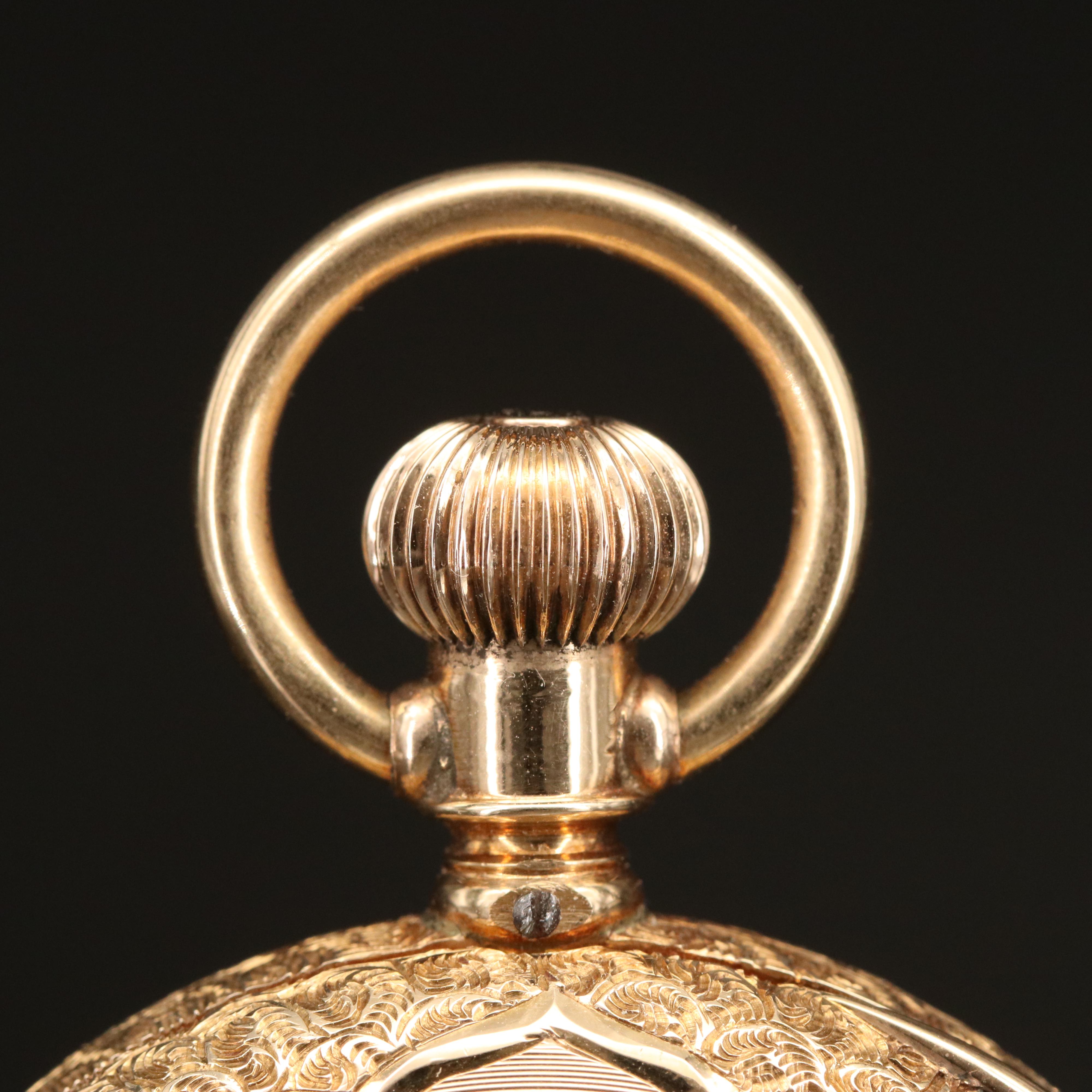 14K Elgin Ornate Multi-Colored Gold Hunting Case Pocket Watch