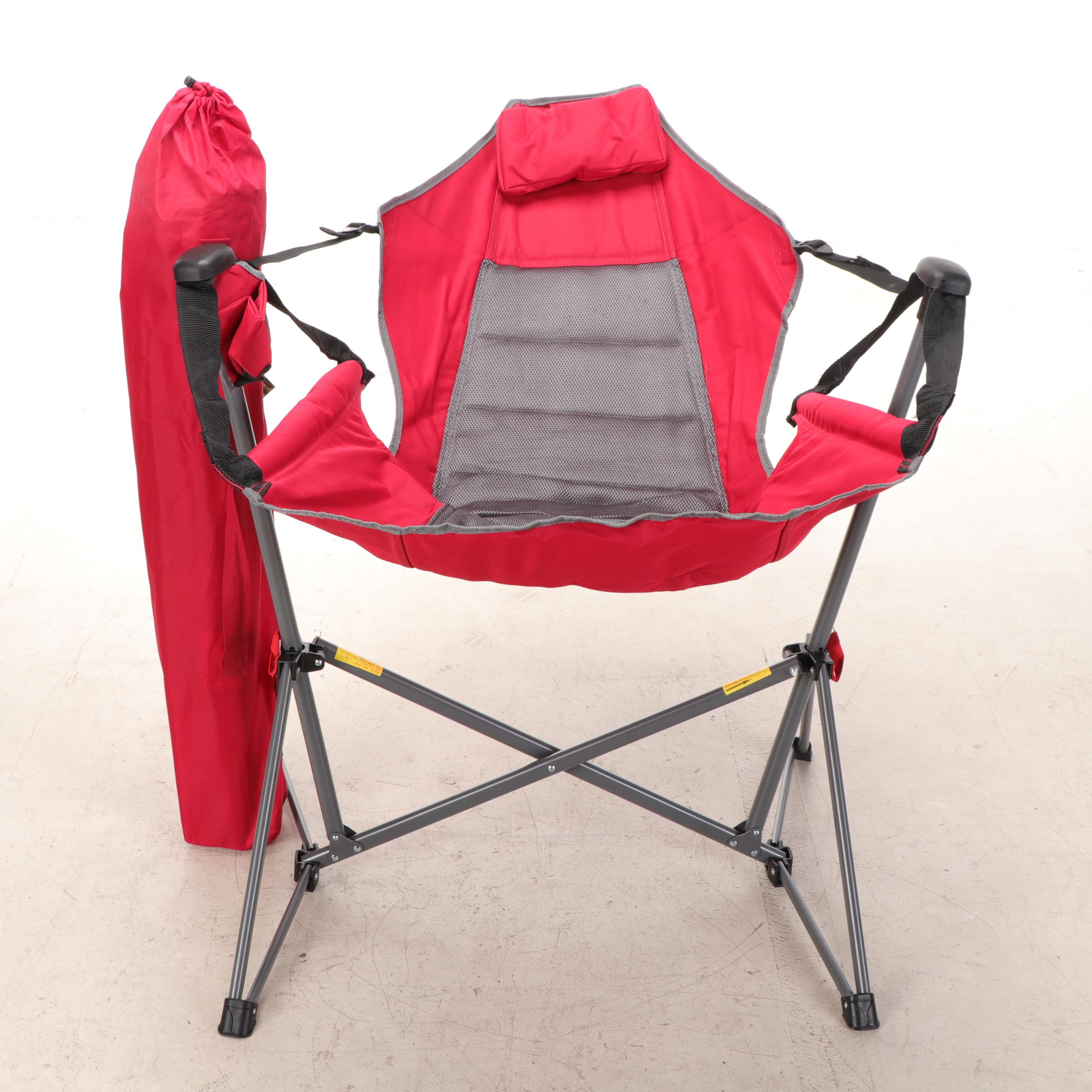 Members Mark Red Outdoor Folding Hard Arm Chairs with Carrying Bags