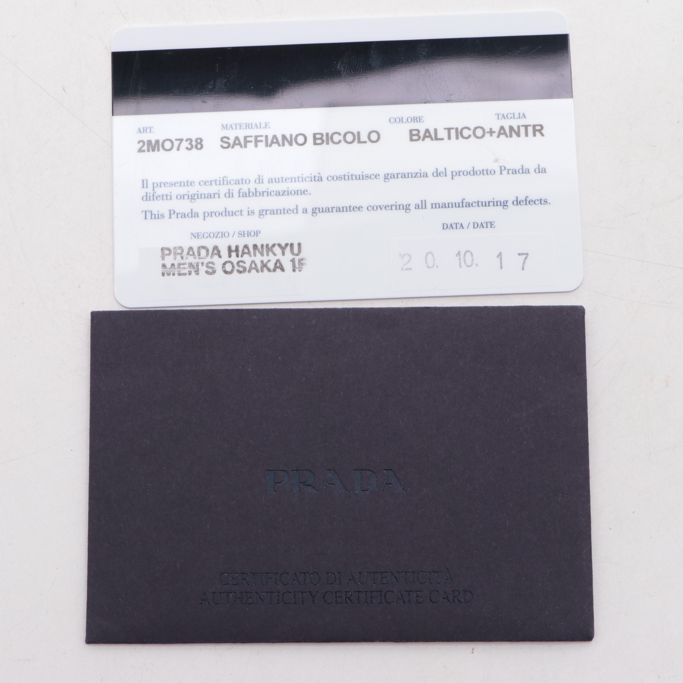 Prada Bifold Wallet in Bicolor Saffiano Leather with Box