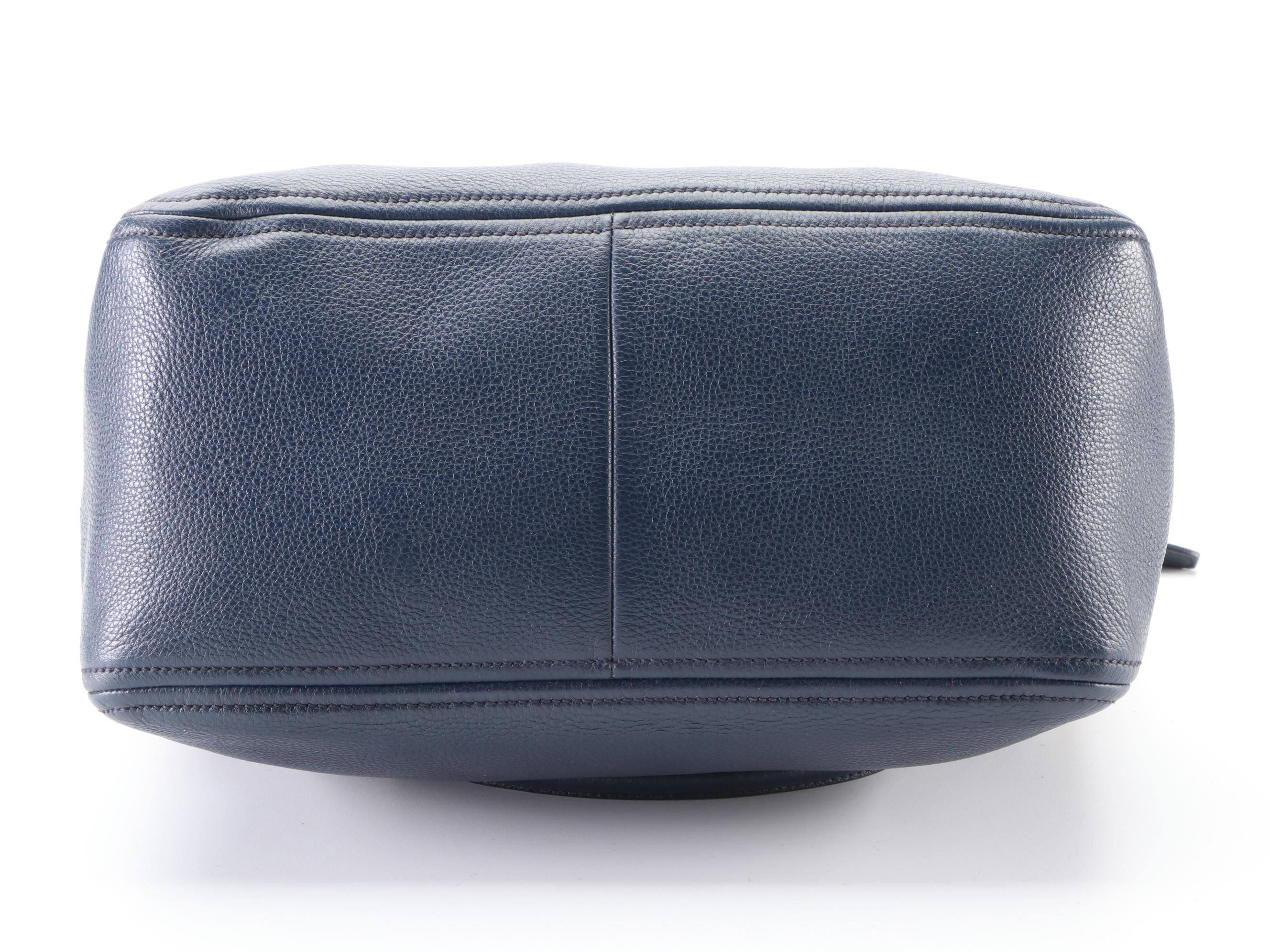 Prada Boston Bag in Blue Grained Leather