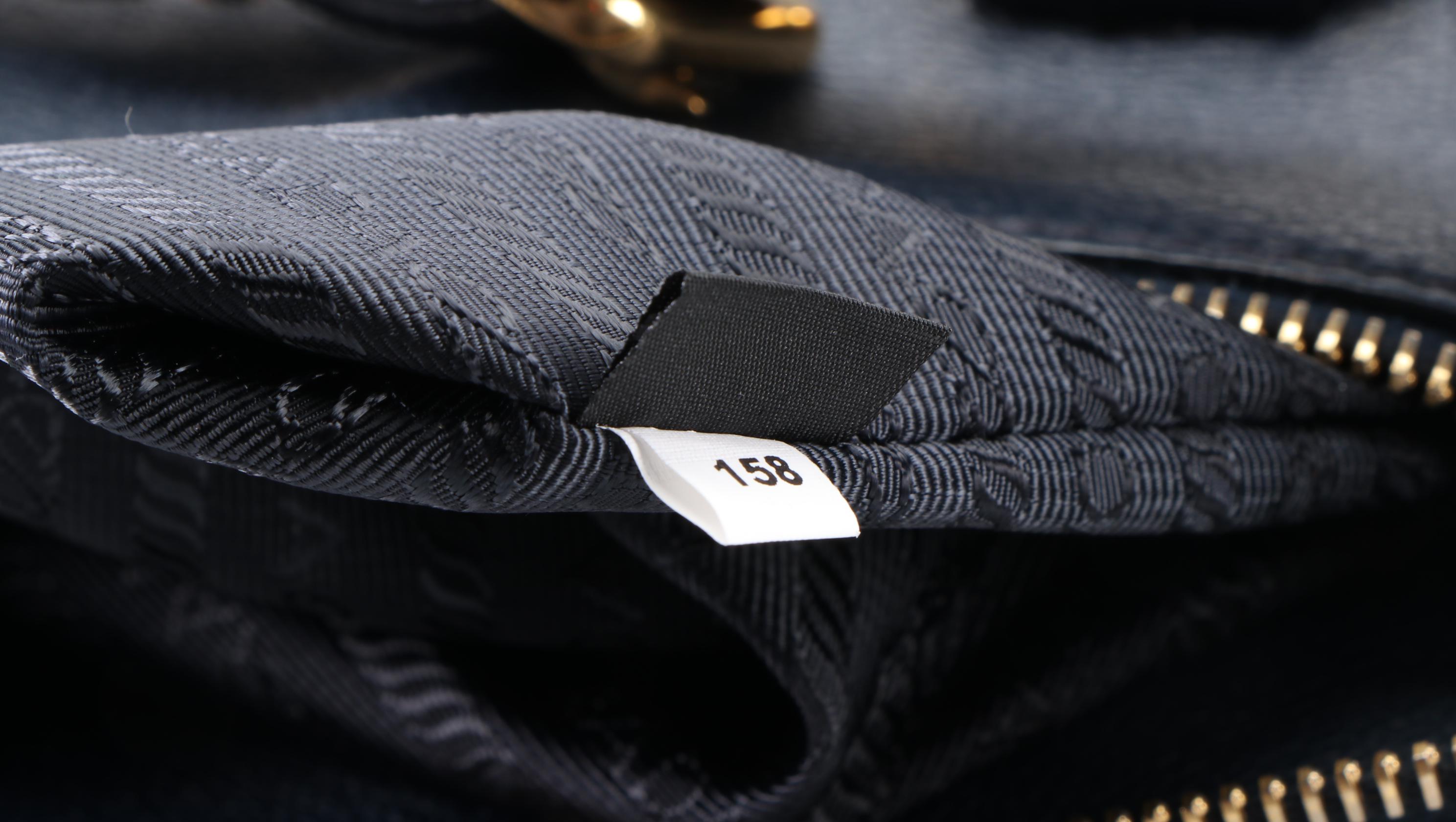 Prada Boston Bag in Blue Grained Leather