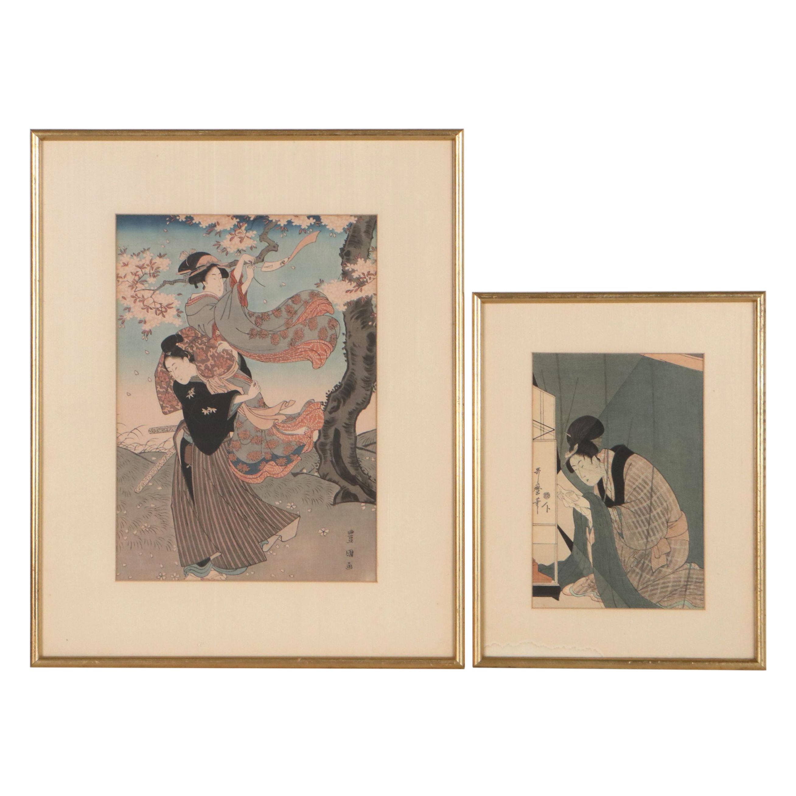 Utagawa Toyokuni and Kitagawa Utamaro and Woodblock of Figurative Scenes