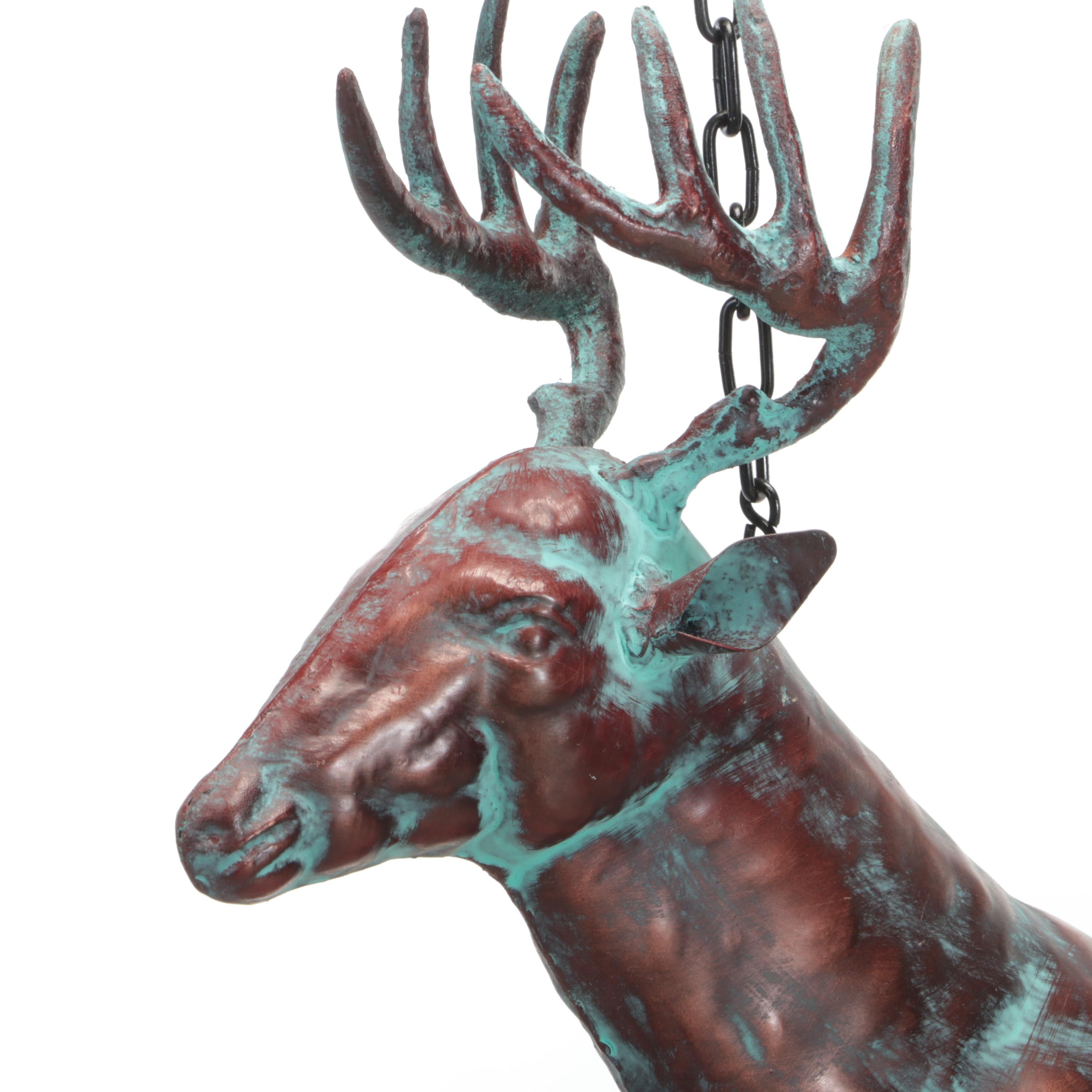 Patinated Copper Deer Wall Hanging Decor