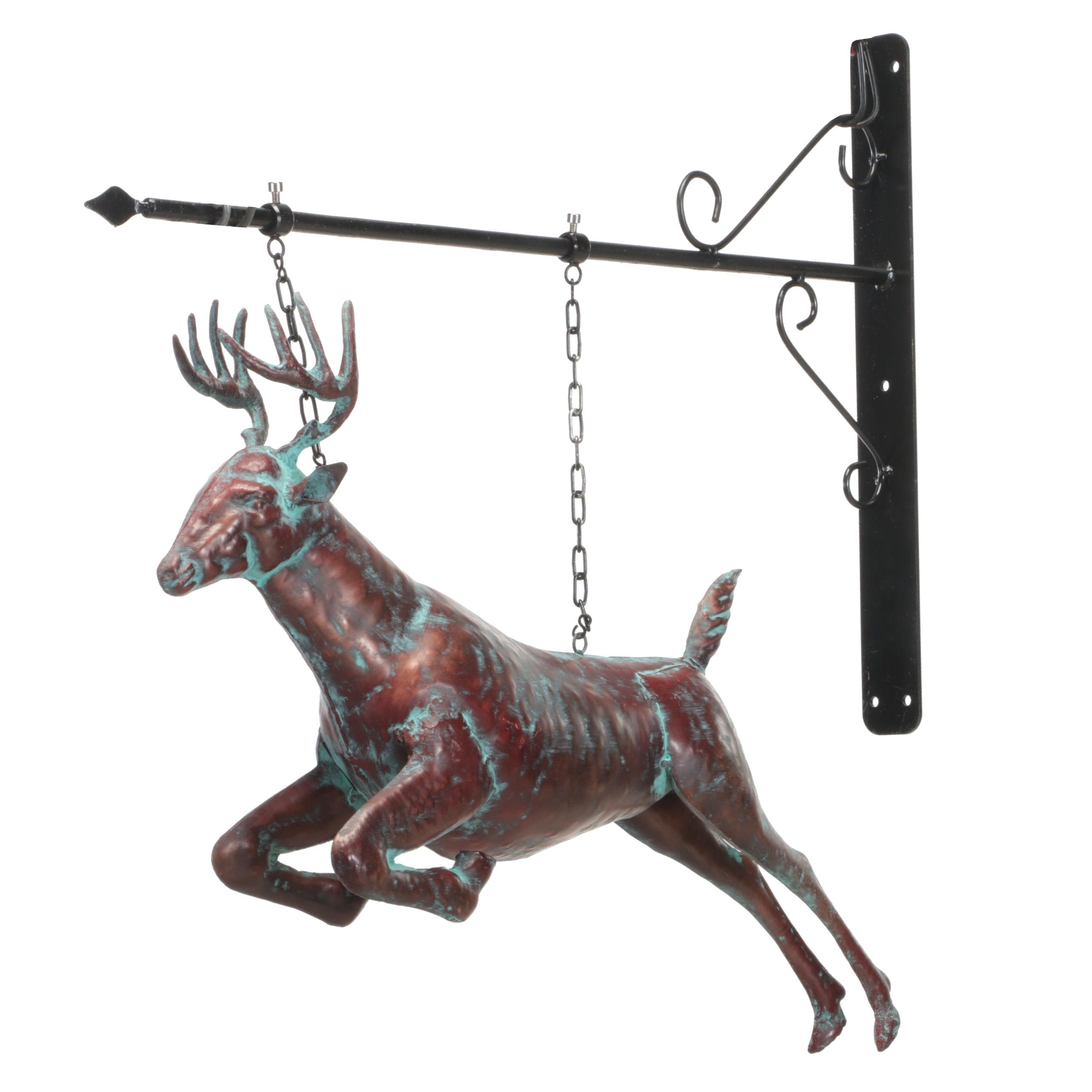 Patinated Copper Deer Wall Hanging Decor