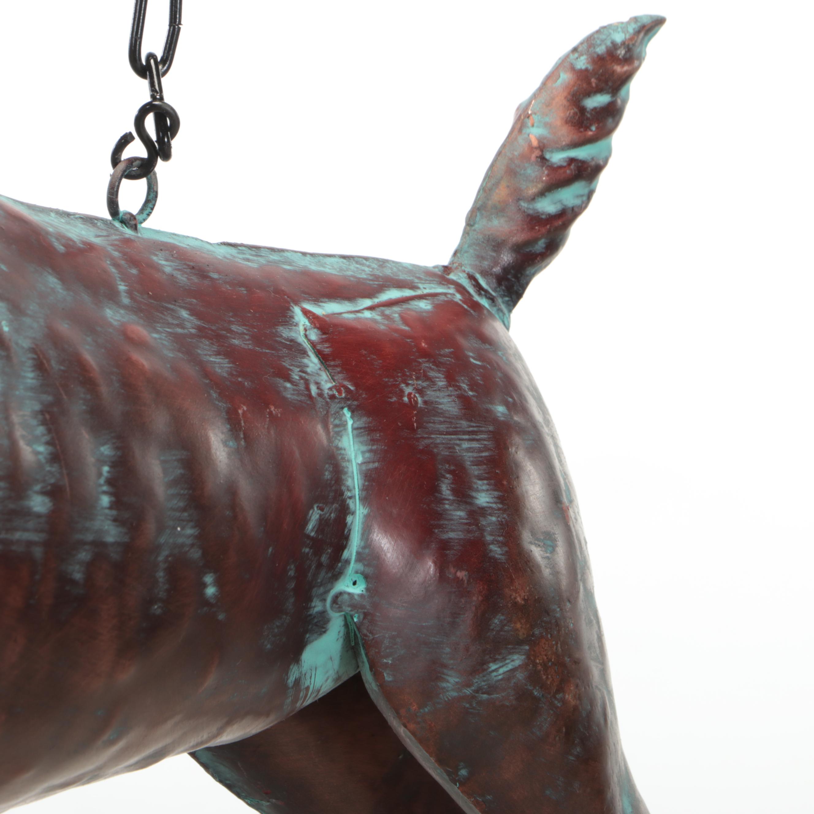 Patinated Copper Deer Wall Hanging Decor