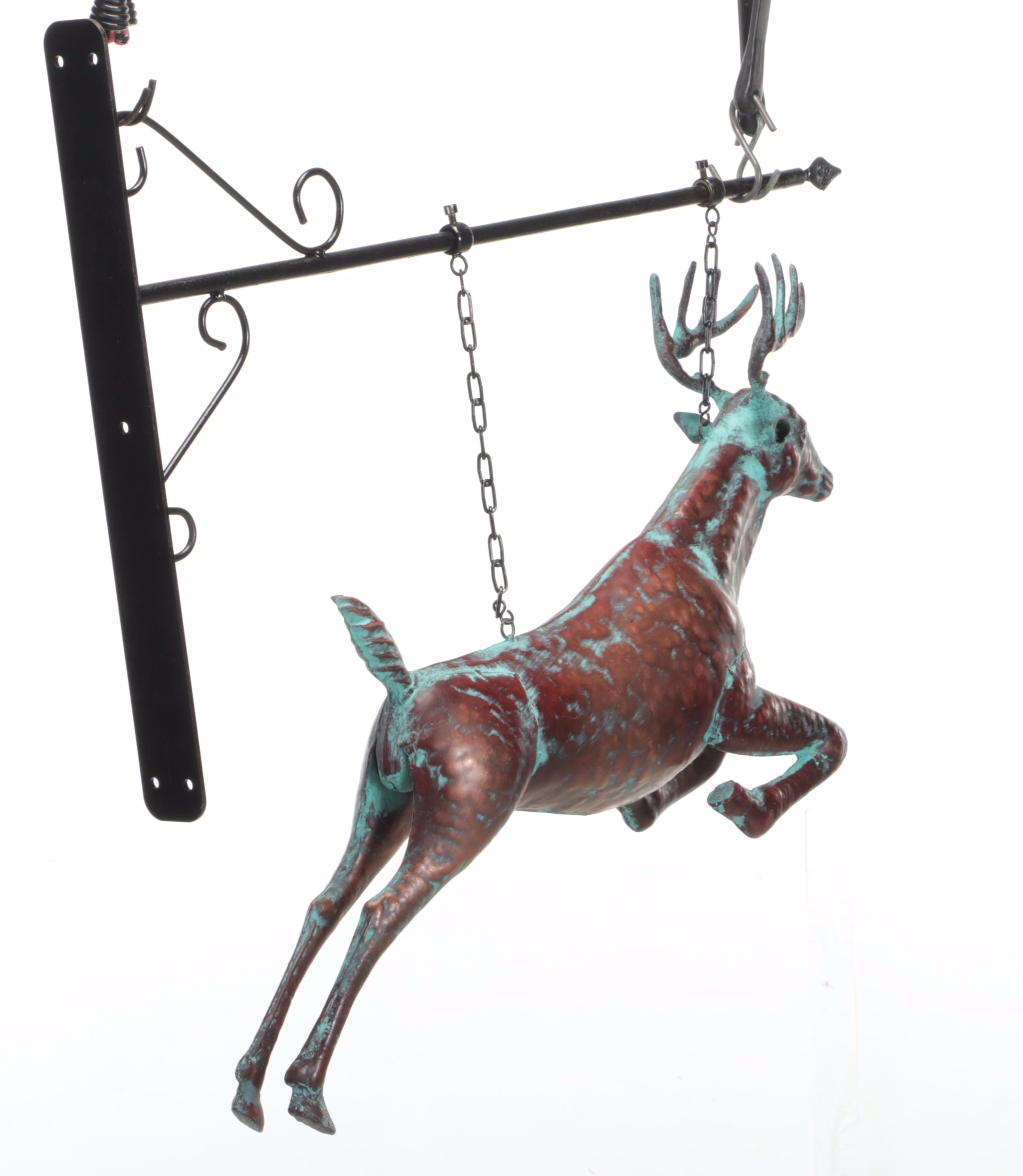 Patinated Copper Deer Wall Hanging Decor