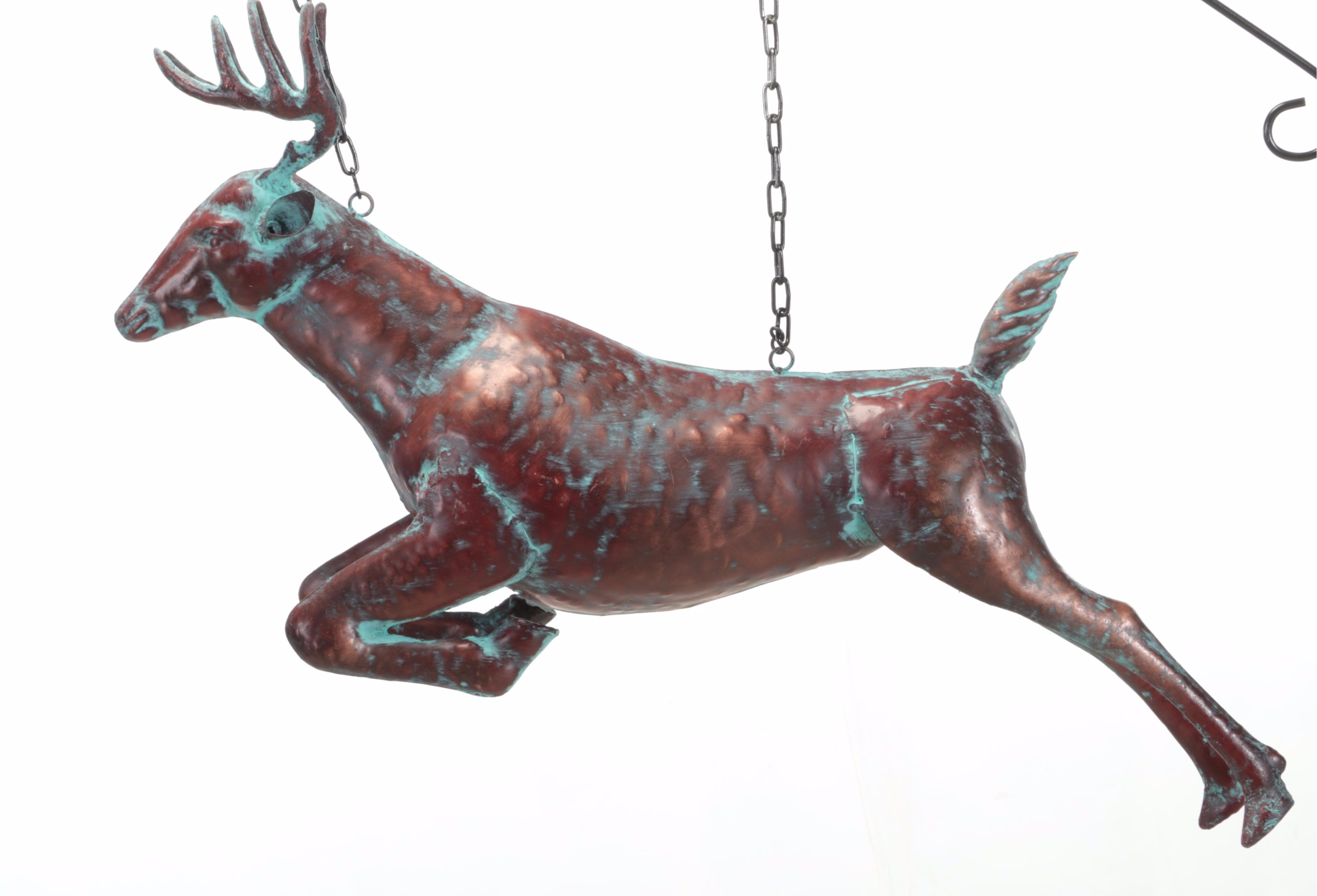 Patinated Copper Deer Wall Hanging Decor