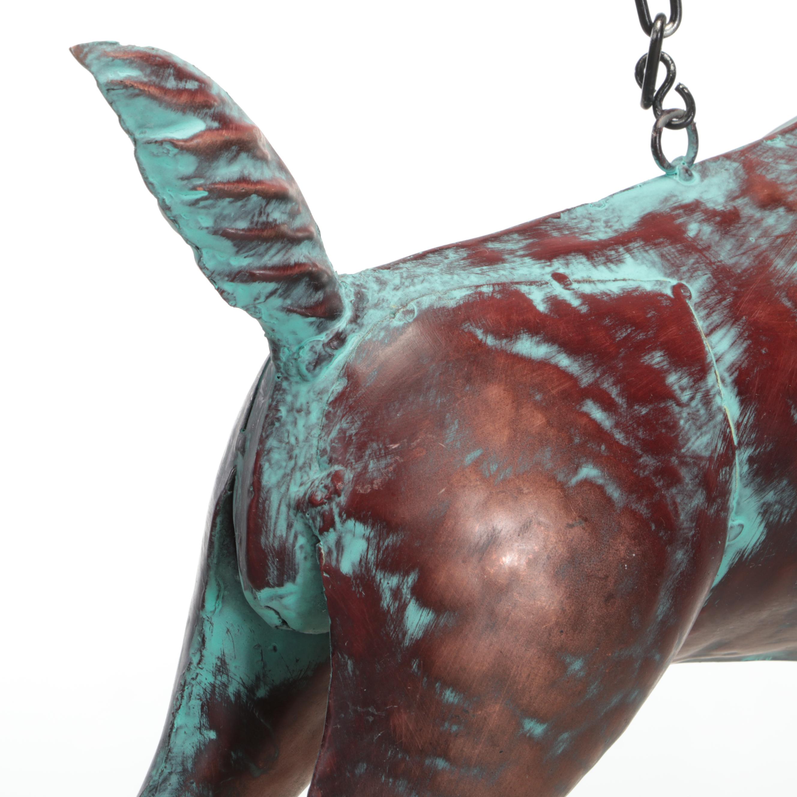Patinated Copper Deer Wall Hanging Decor