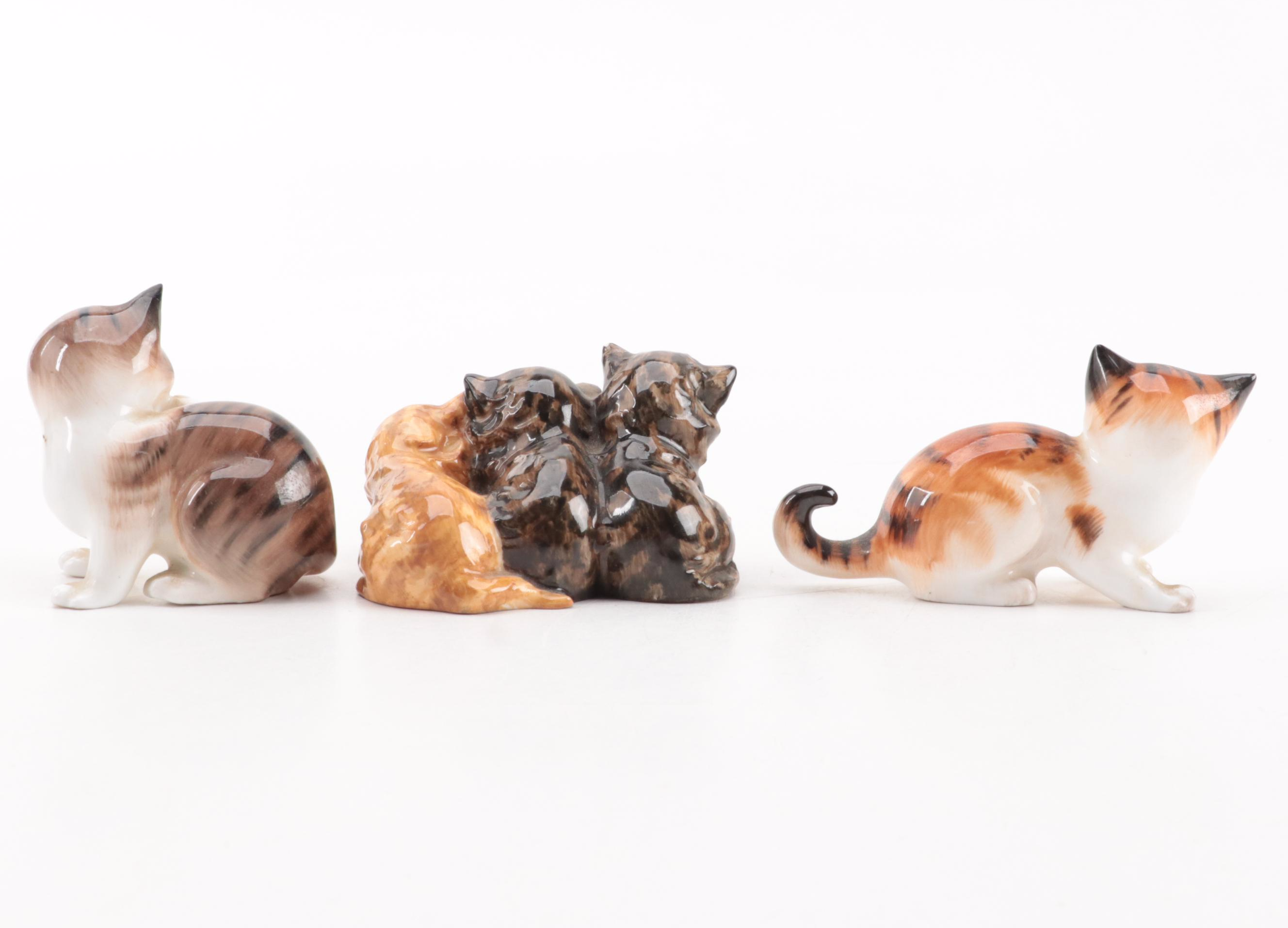 Royal Doulton and Royal Worcester Bone China Cat Figures