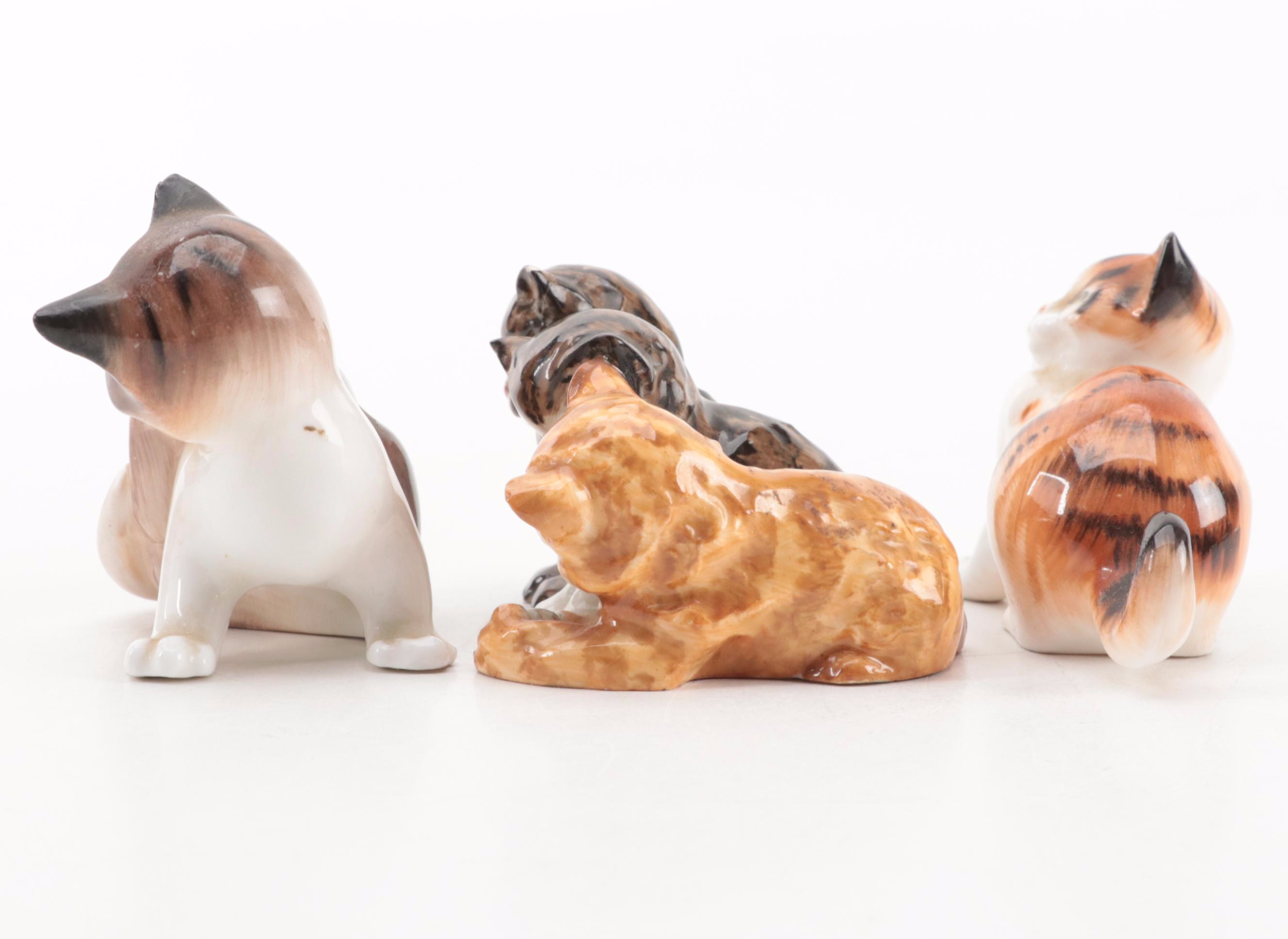 Royal Doulton and Royal Worcester Bone China Cat Figures