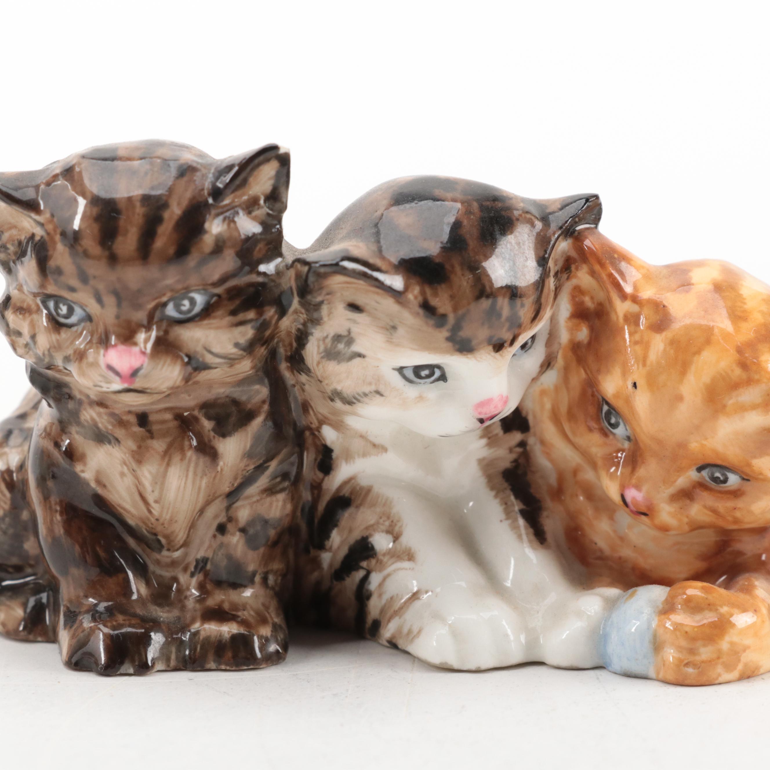 Royal Doulton and Royal Worcester Bone China Cat Figures