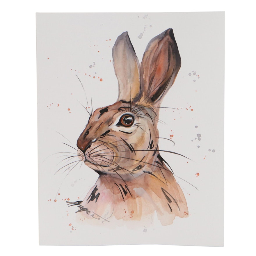 Anne Gorywine Watercolor Painting of Hare