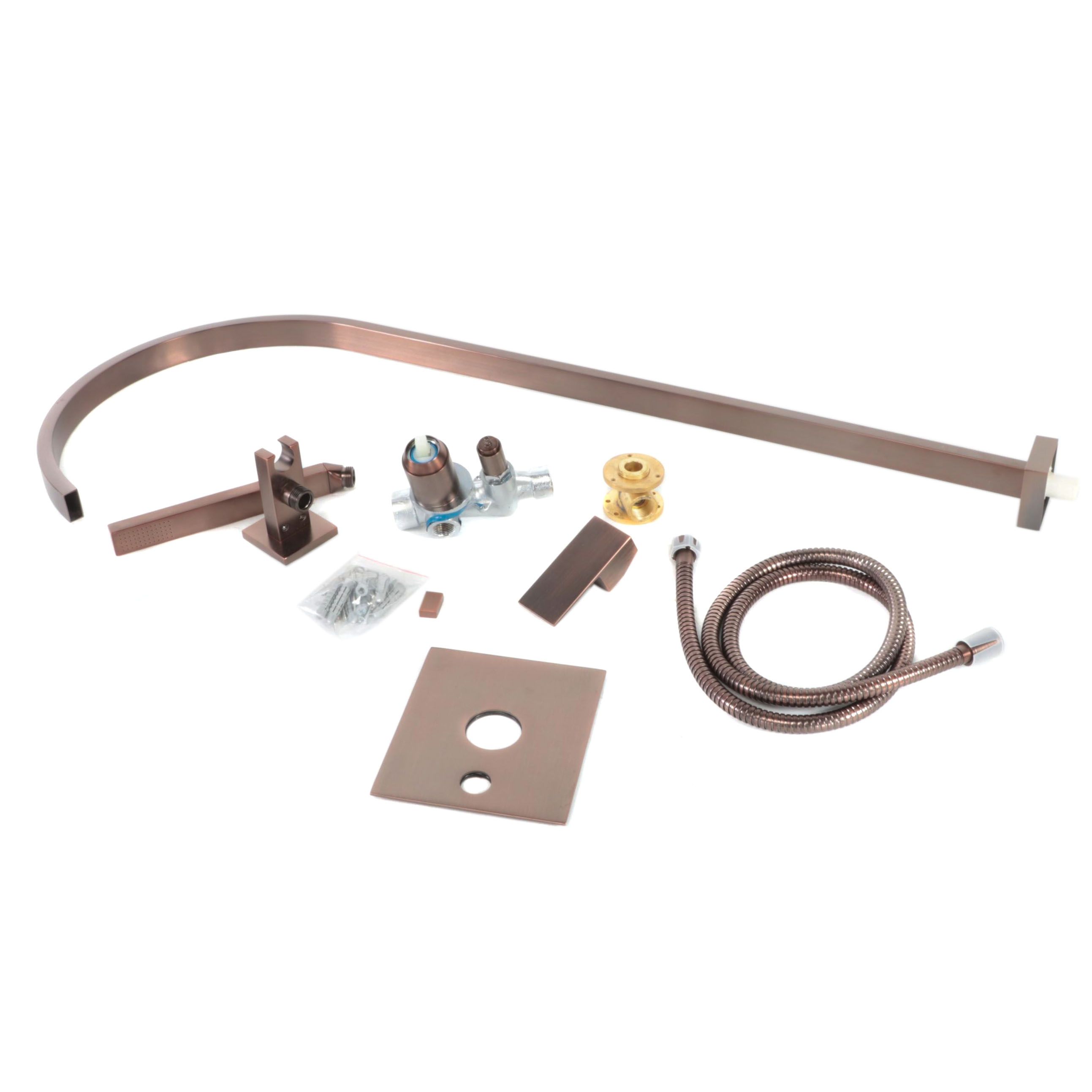 Oil Rubbed Bronze Gooseneck Freestanding Tub Faucet, Handheld Shower, Valve