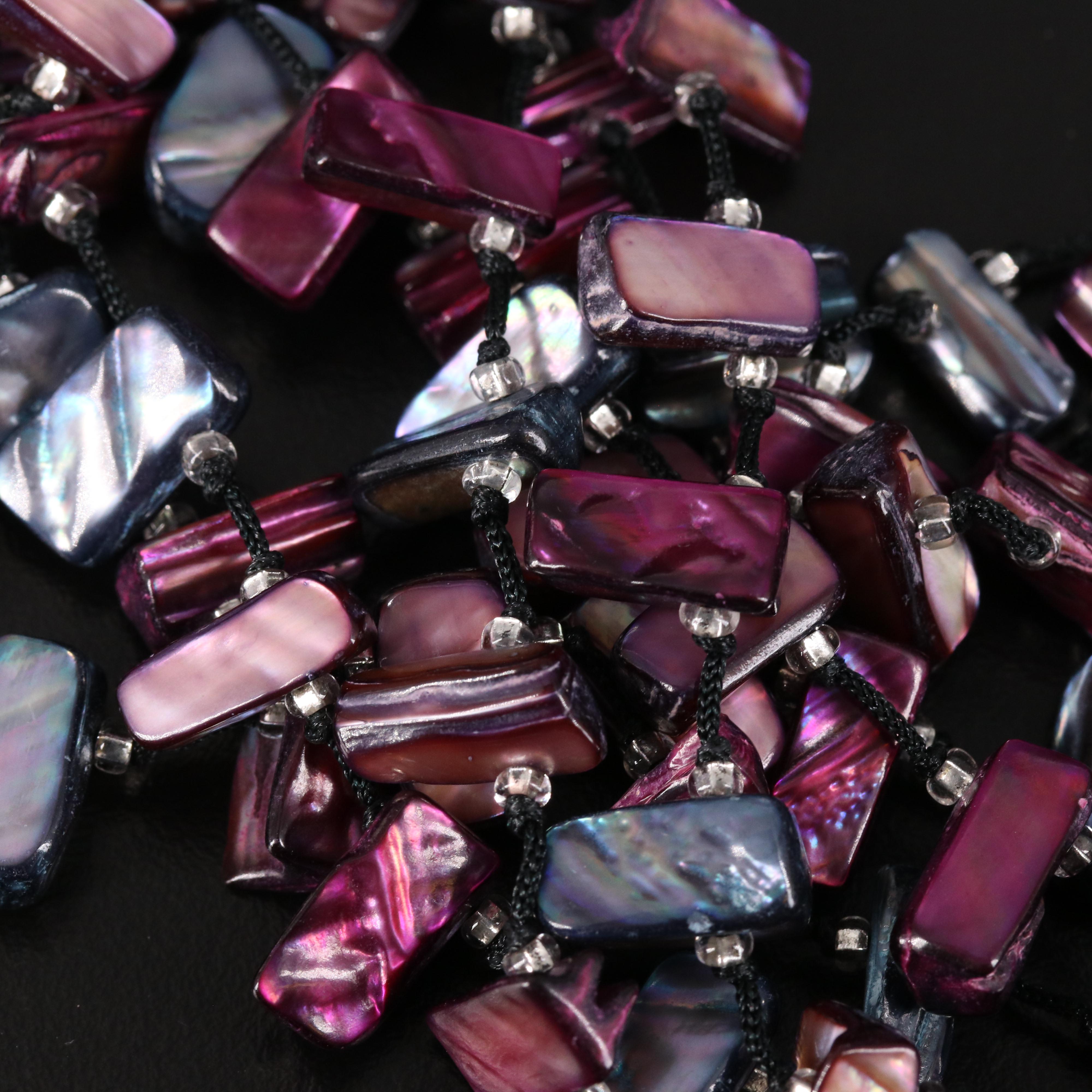 Torsade and Station Necklace Including Abalone, Pearl and Sterling