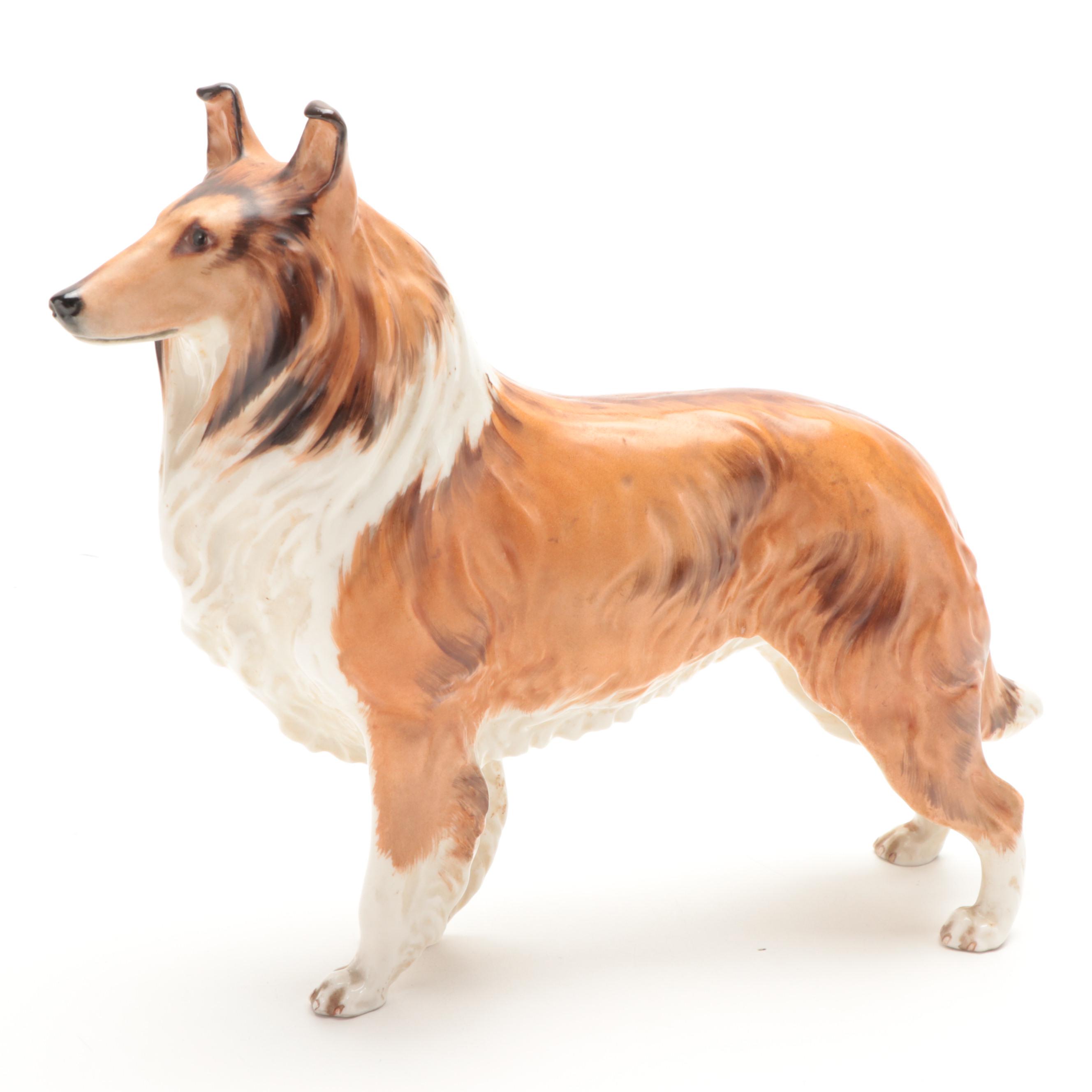 Boehm Rough Coated Collie Porcelain Figurine with Lladró English Setter Figurine