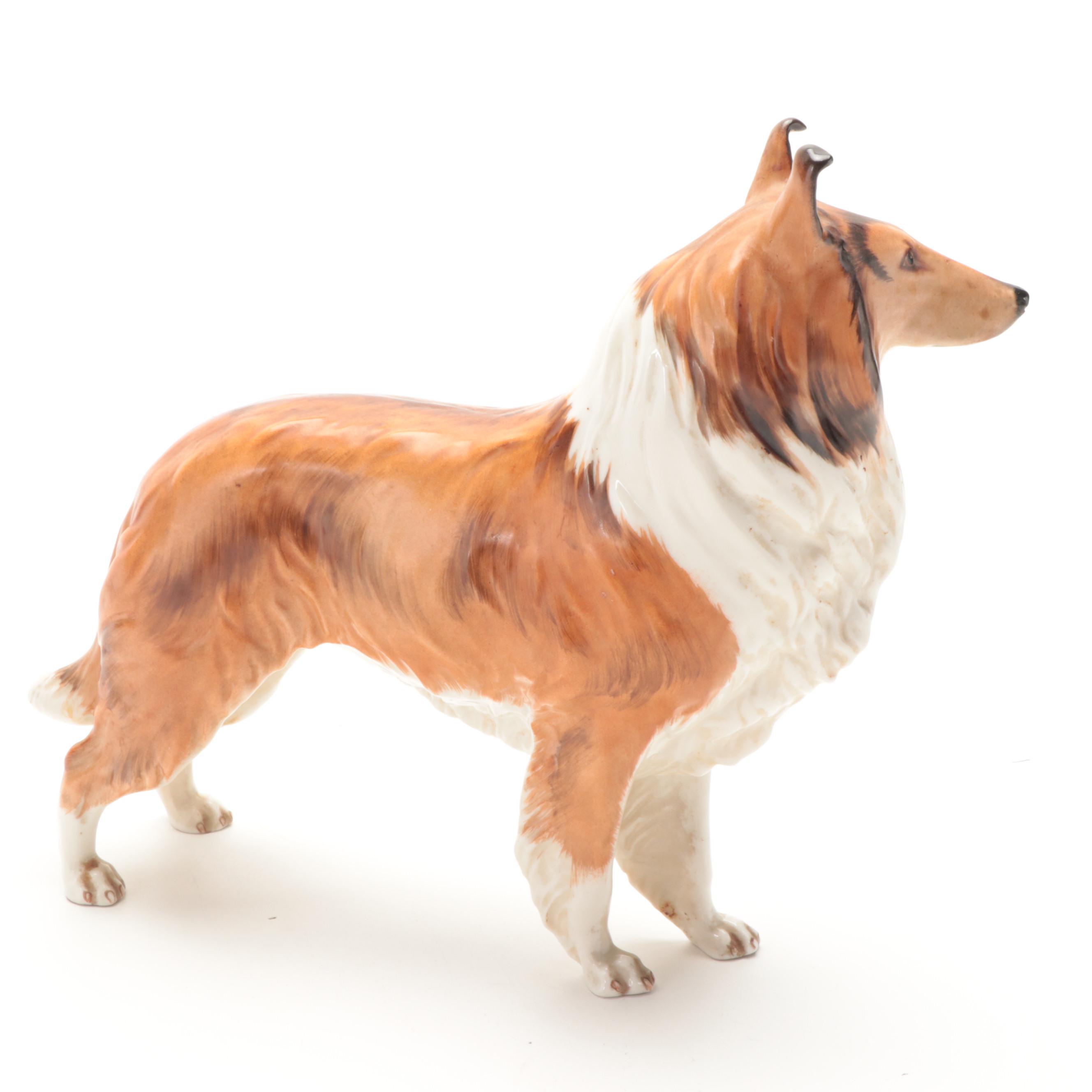 Boehm Rough Coated Collie Porcelain Figurine with Lladró English Setter Figurine
