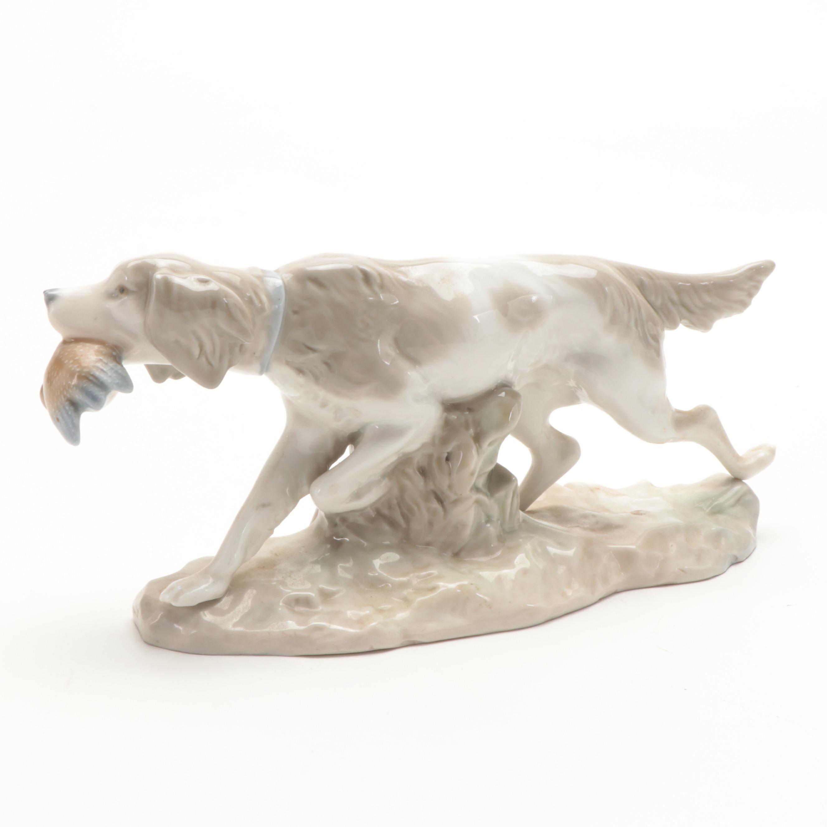 Boehm Rough Coated Collie Porcelain Figurine with Lladró English Setter Figurine