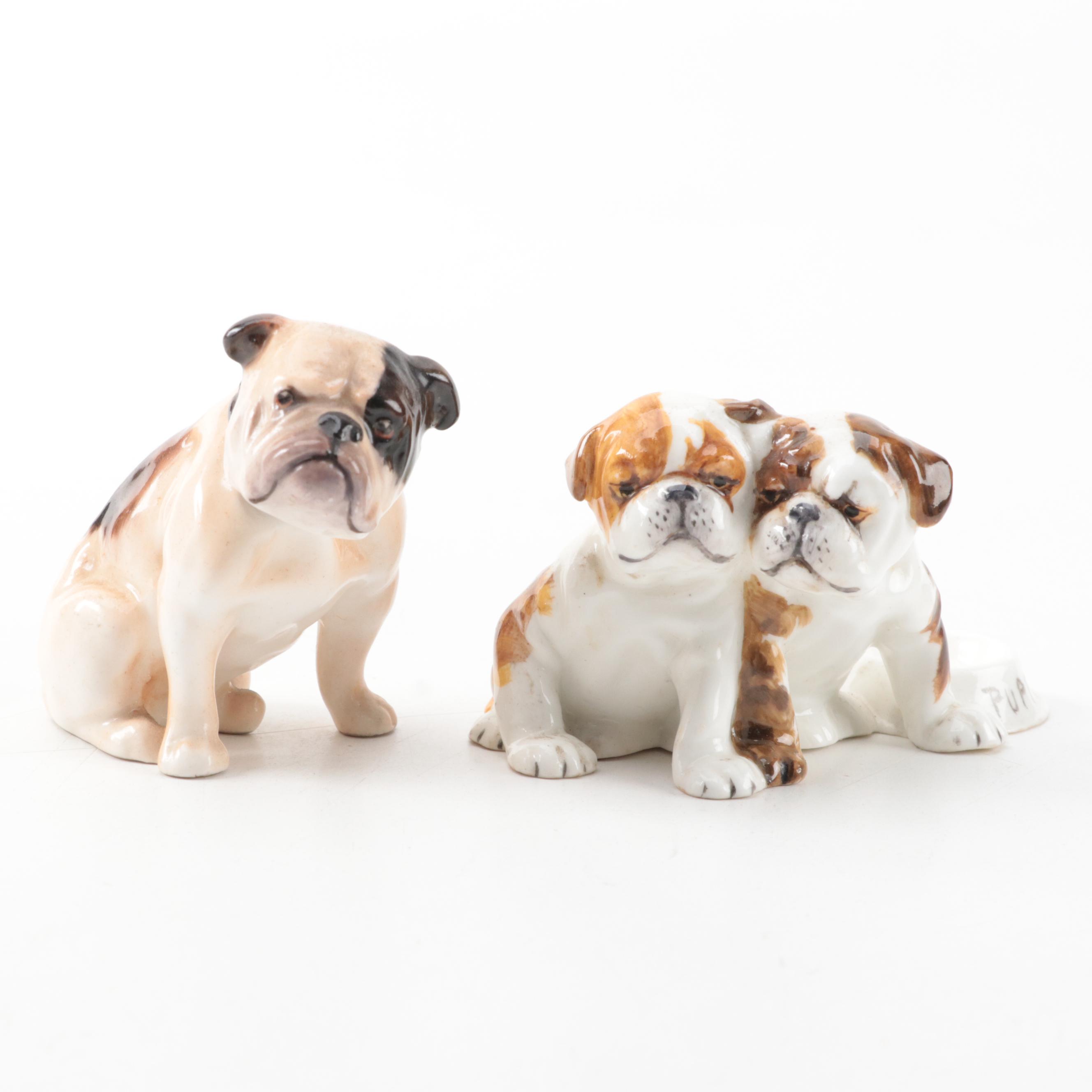 Royal Doulton and Royal Worcester Bone China Bulldog Figures