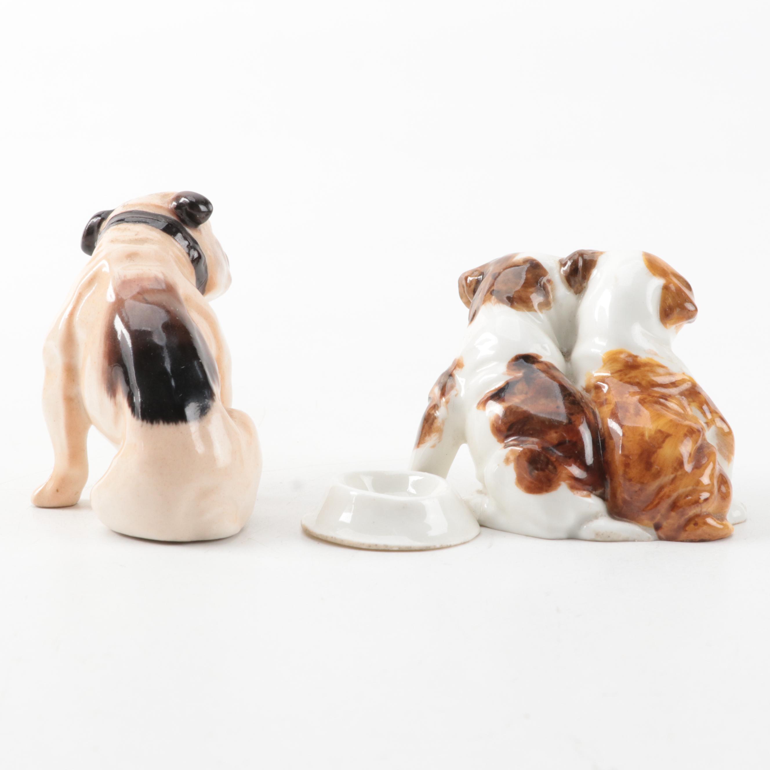 Royal Doulton and Royal Worcester Bone China Bulldog Figures