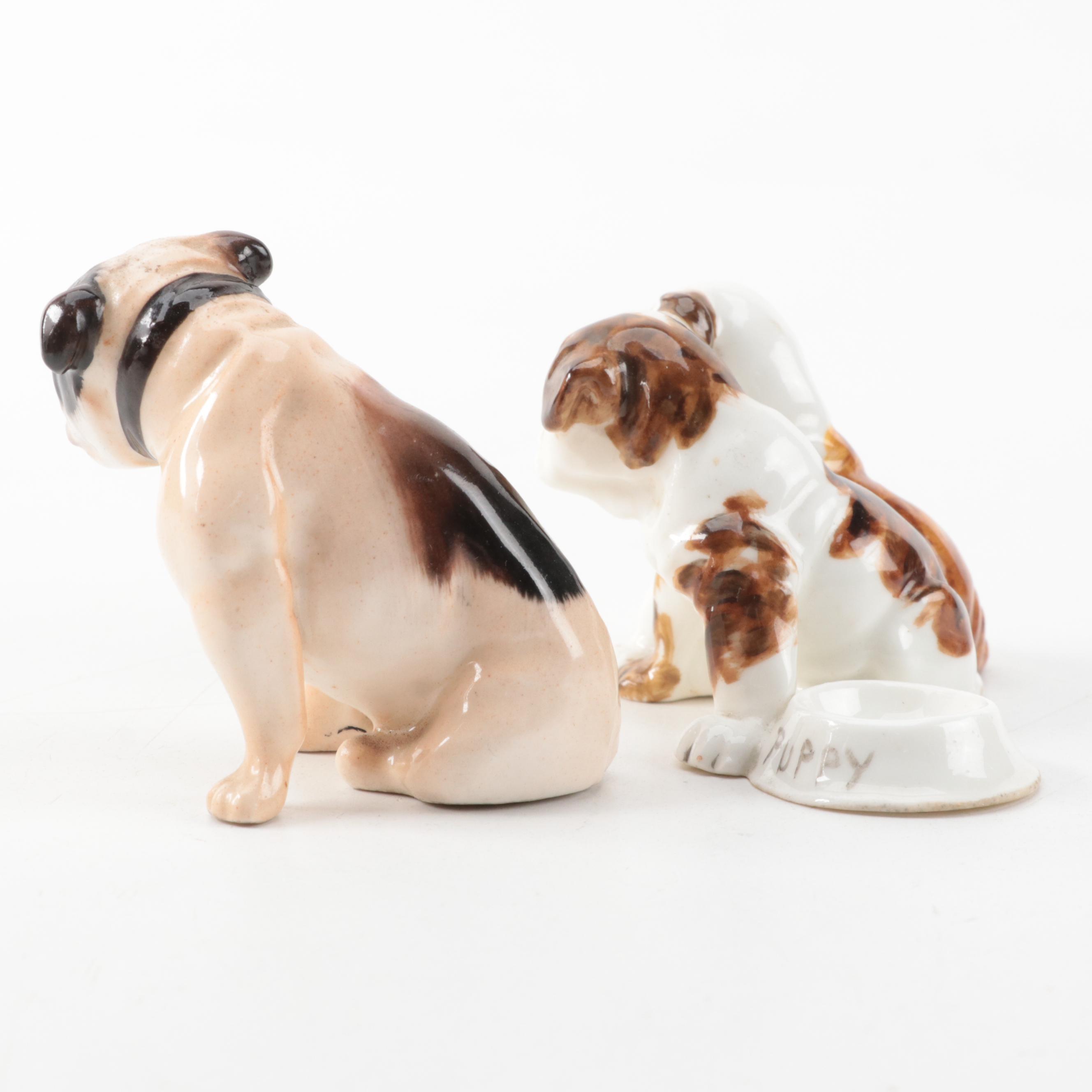 Royal Doulton and Royal Worcester Bone China Bulldog Figures