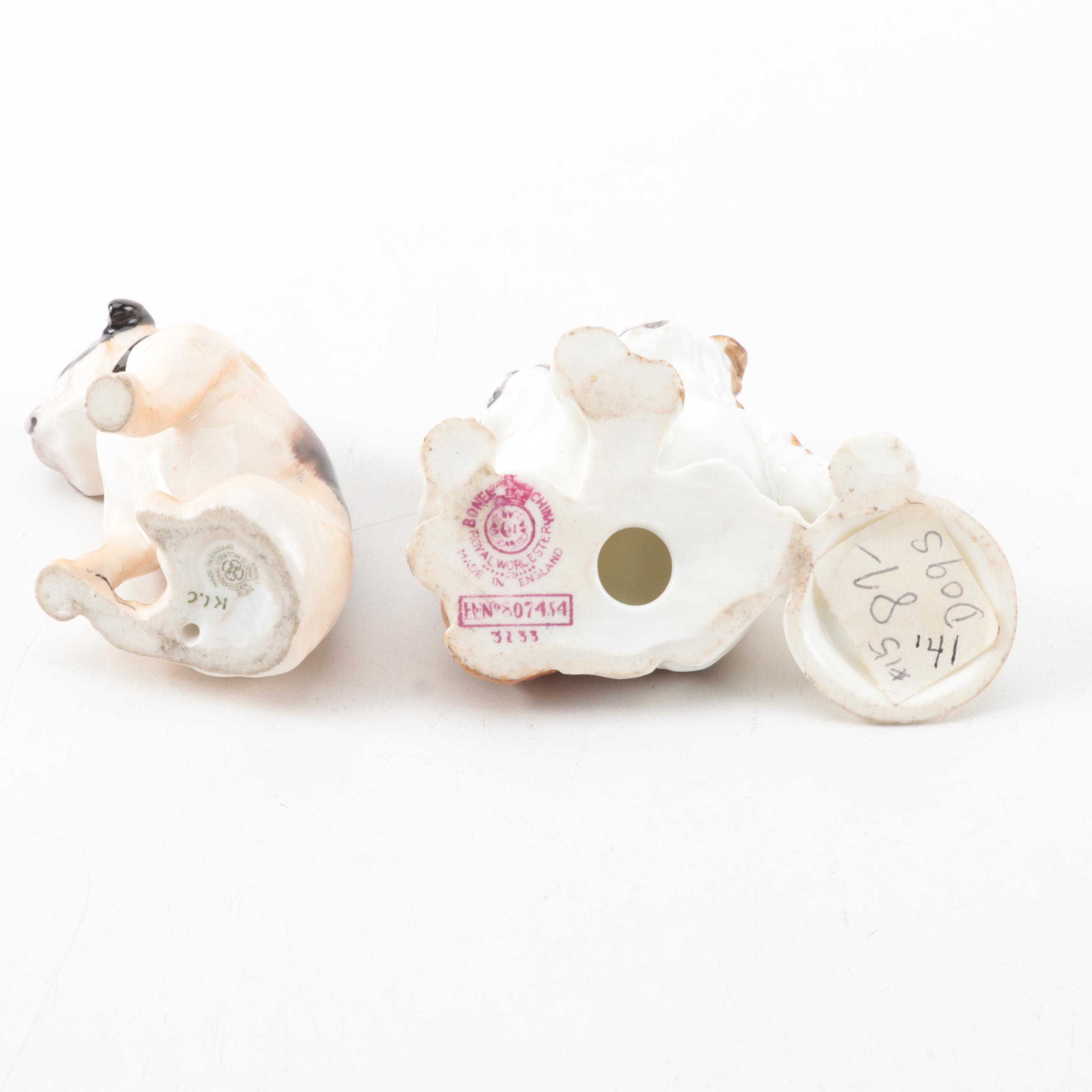 Royal Doulton and Royal Worcester Bone China Bulldog Figures