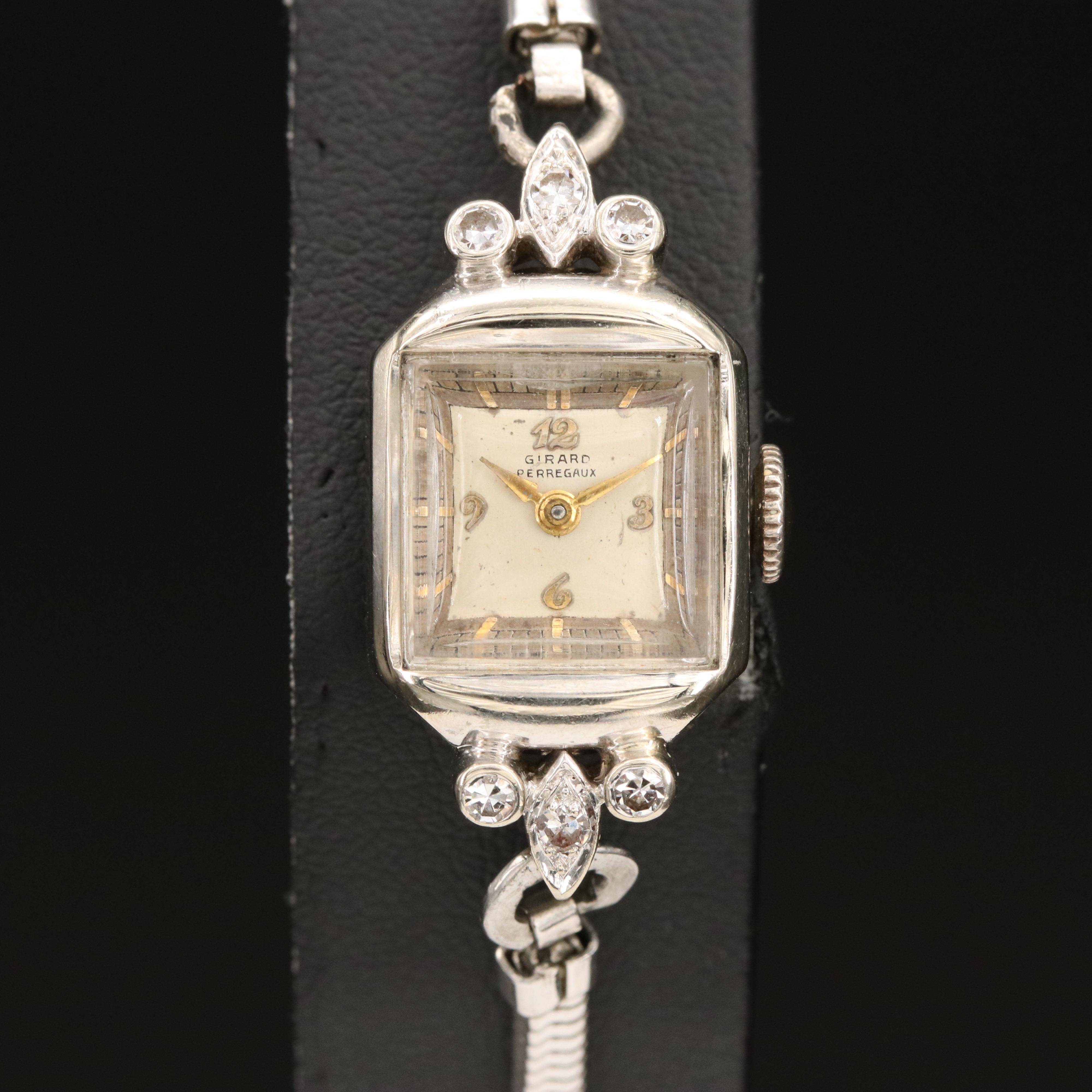 Vintage 14K Gold, Girard Perregaux Diamond Watch
