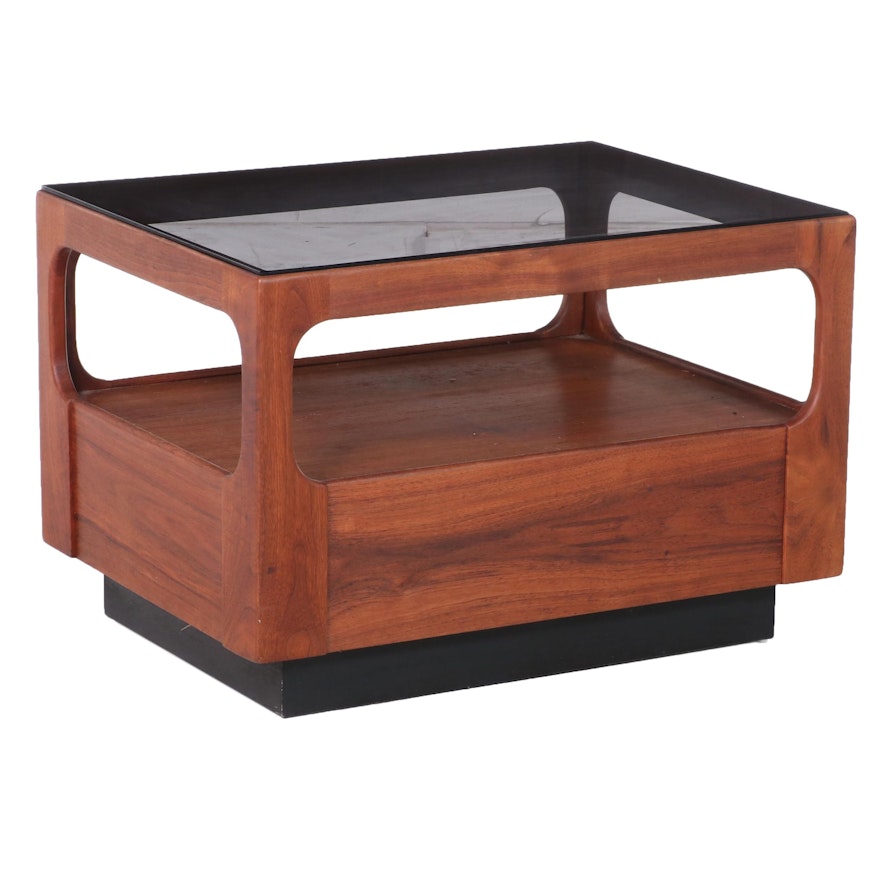 Furniture by Otmar Teak End/Coffee Table with Tinted Glass