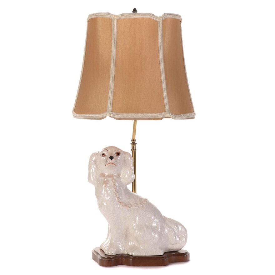 Staffordshire Style Earthenware Spaniel Figurine Mounted as Lamp
