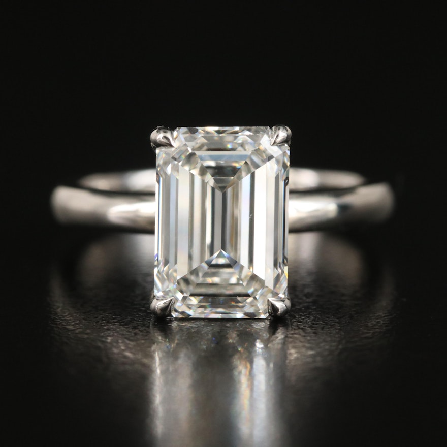 Platinum 4.17 CT Lab Grown Diamond Solitaire Ring
