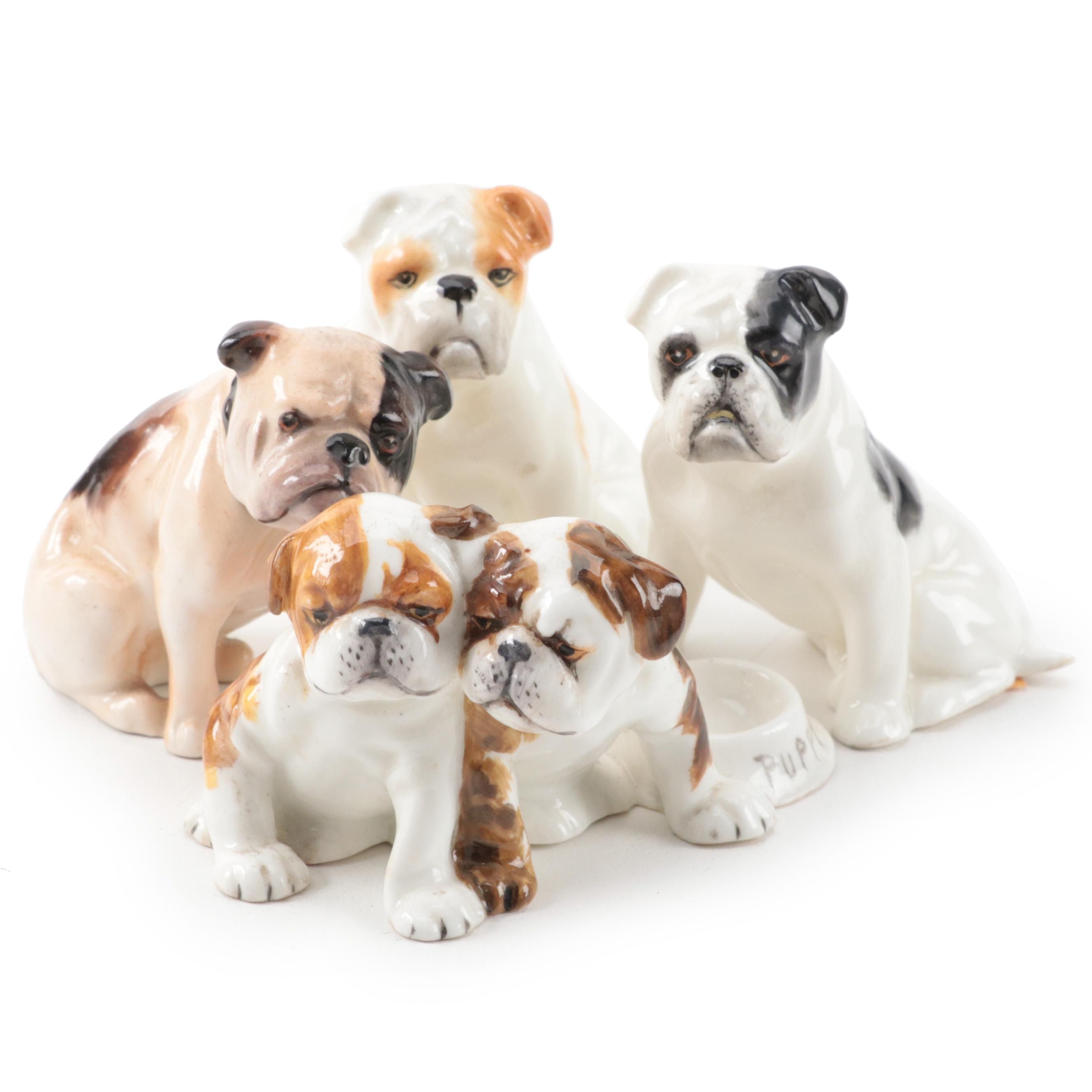 Royal Doulton and Royal Worcester Bone China Bulldog Figures