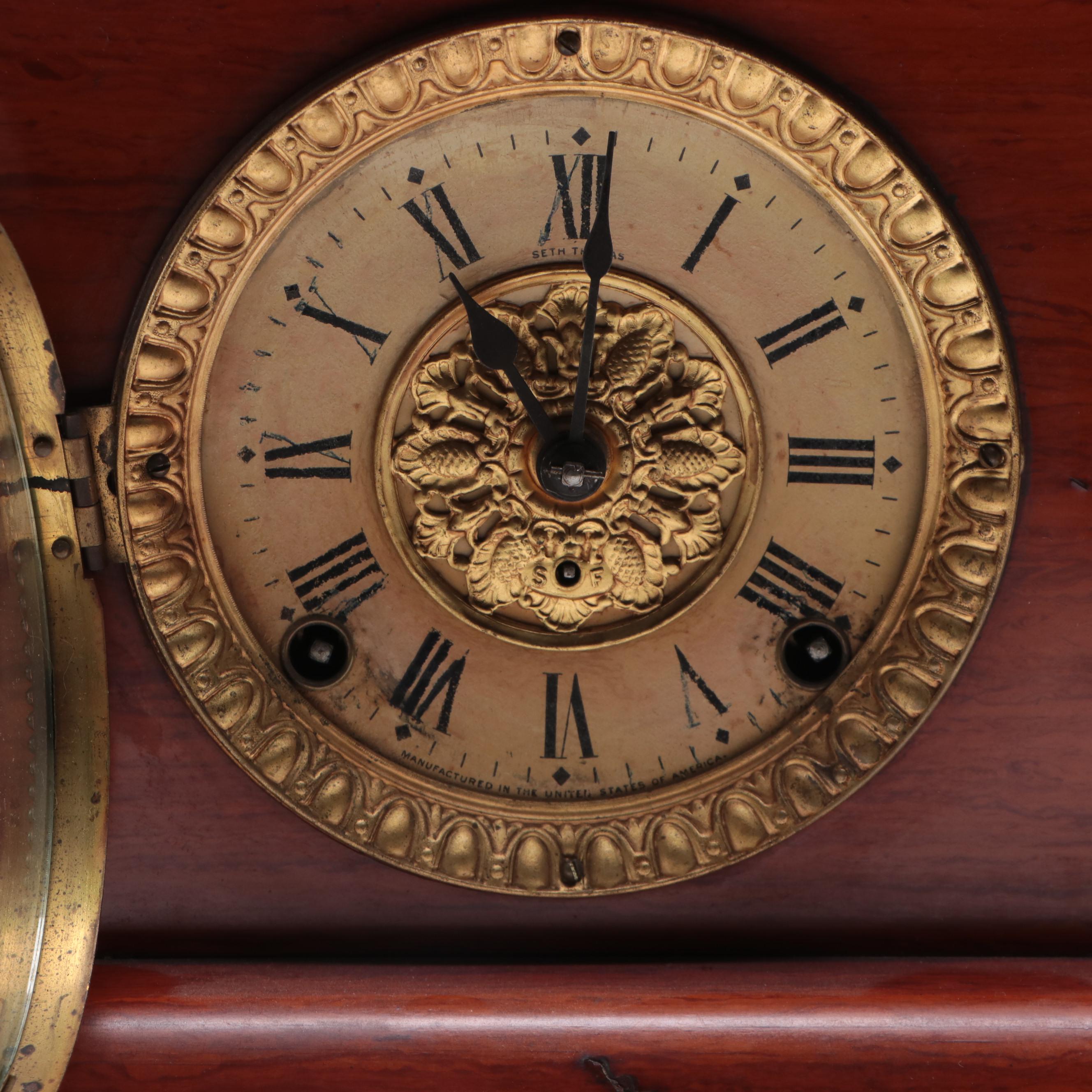 Seth Thomas Lions' Head  Wood Mantel Clock, Late 19th/ Early 20th Century