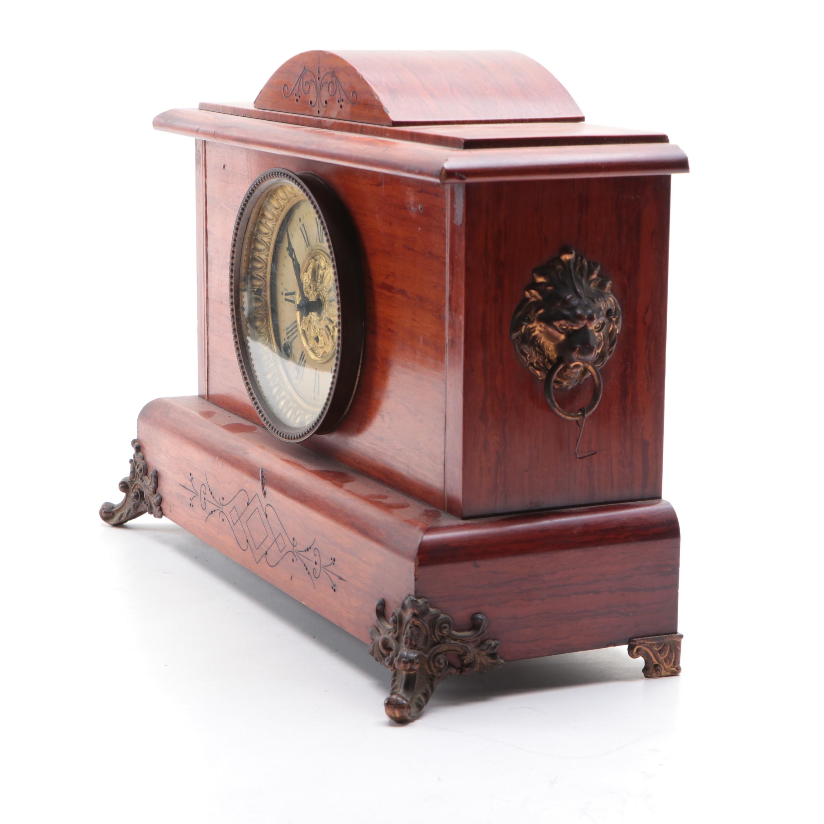 Seth Thomas Lions' Head  Wood Mantel Clock, Late 19th/ Early 20th Century