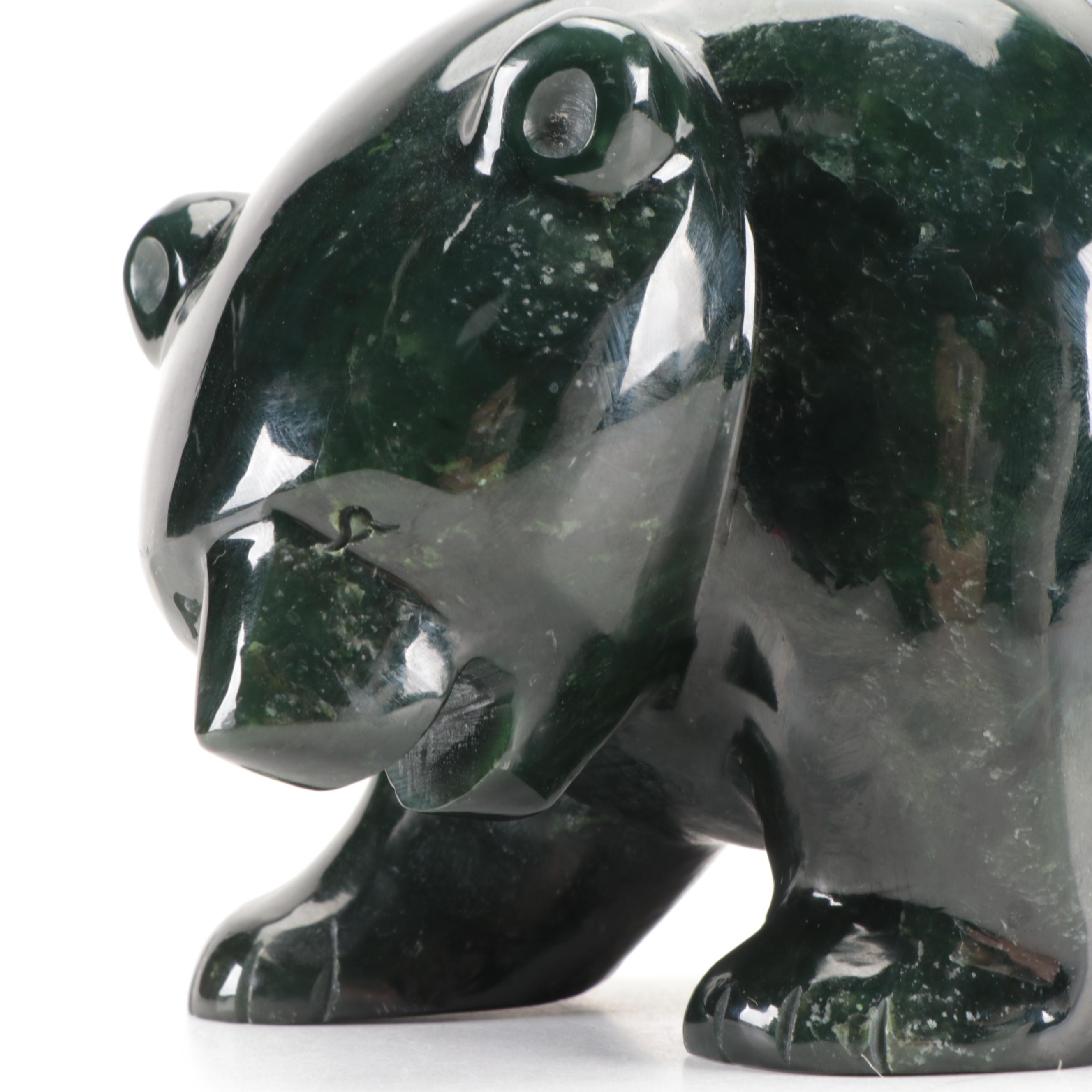 Carved Nephrite Bear Figurine