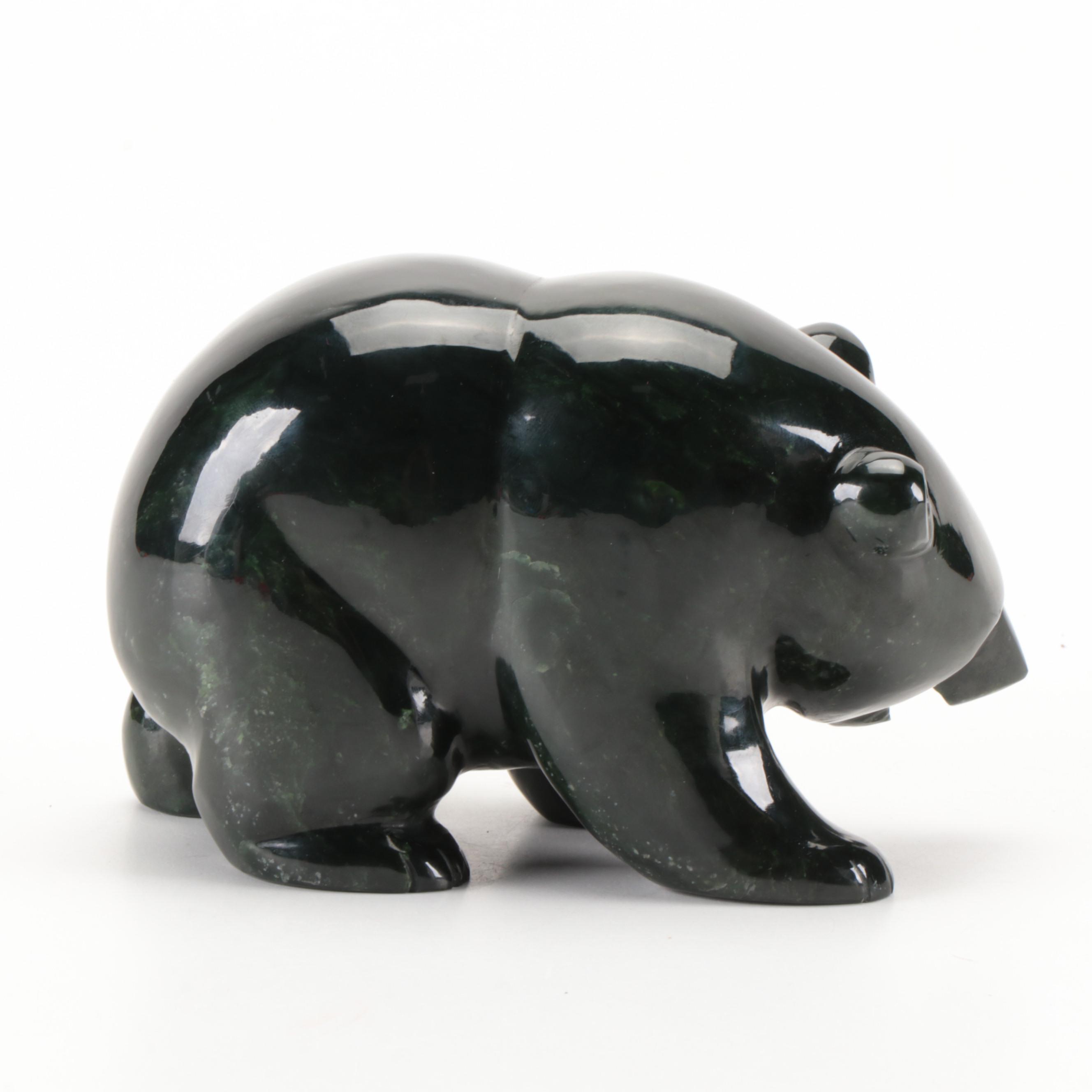 Carved Nephrite Bear Figurine