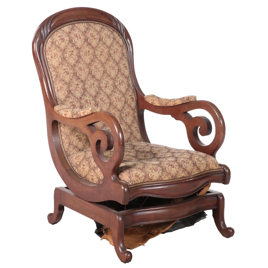 Victorian Style Mahogany Platform Rocking Chair, Mid-20th Century