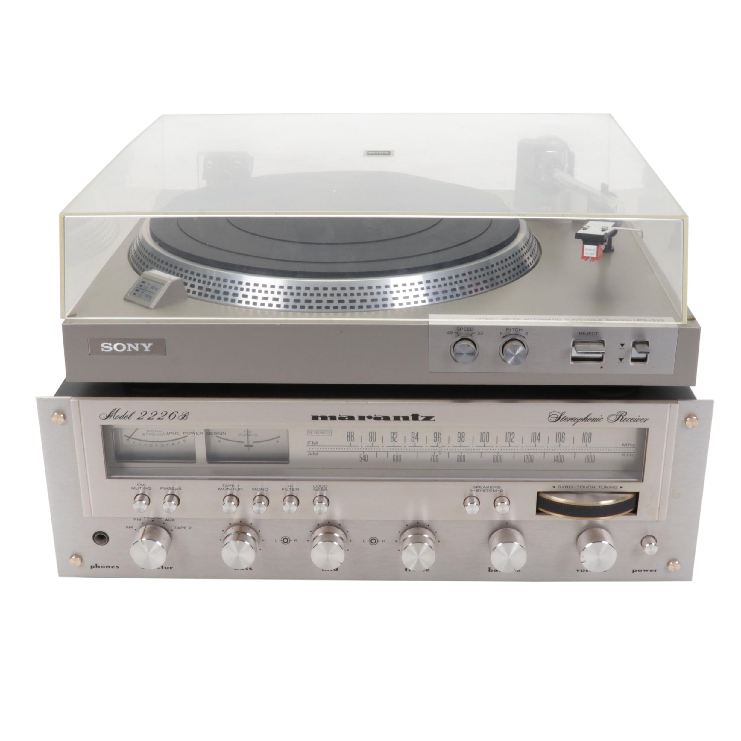 Sony PS-212 Stereo Turntable System and Marantz Stereophonic Receiver