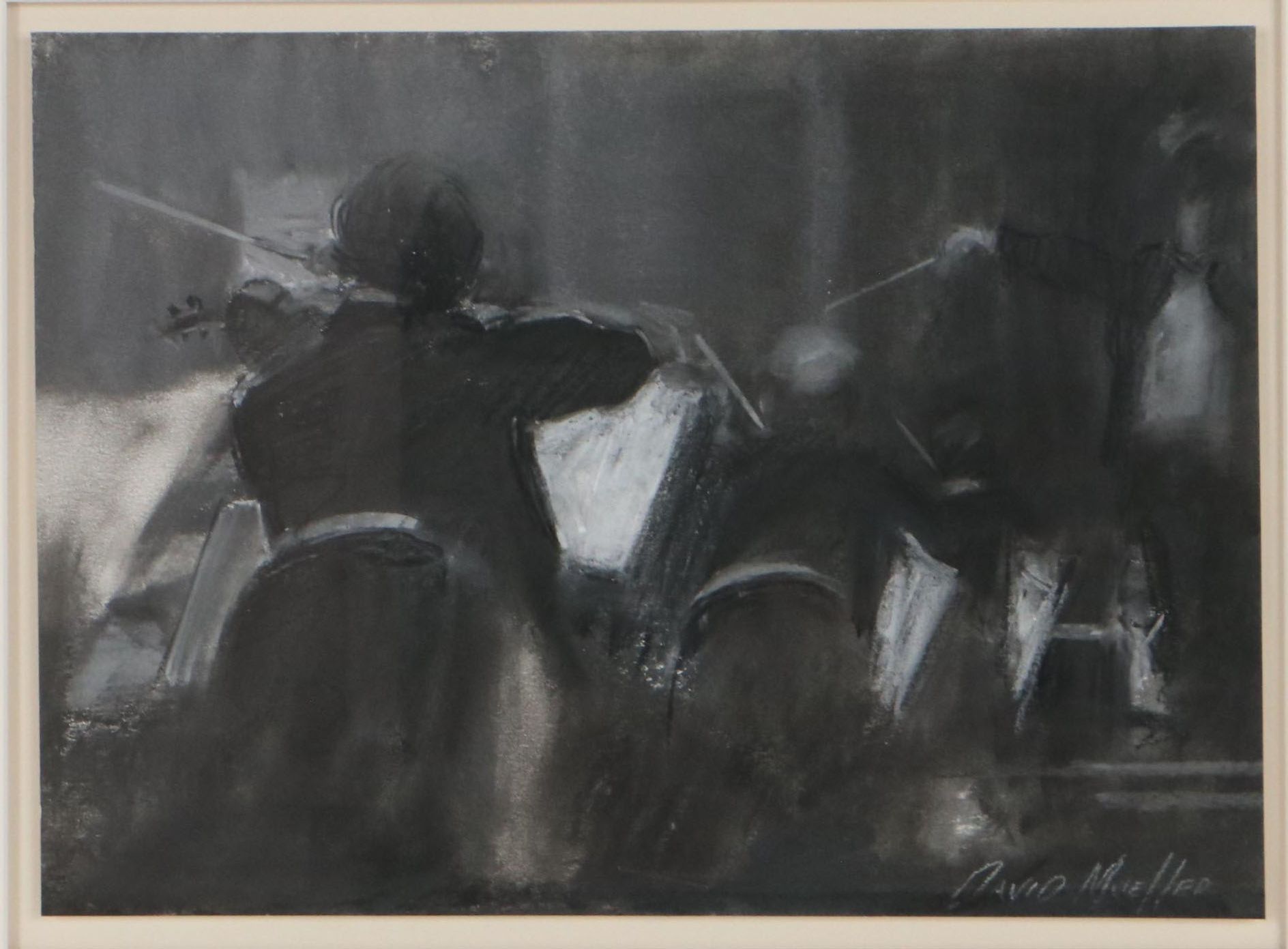 David Mueller Grisaille Pastel Drawing "Symphony"