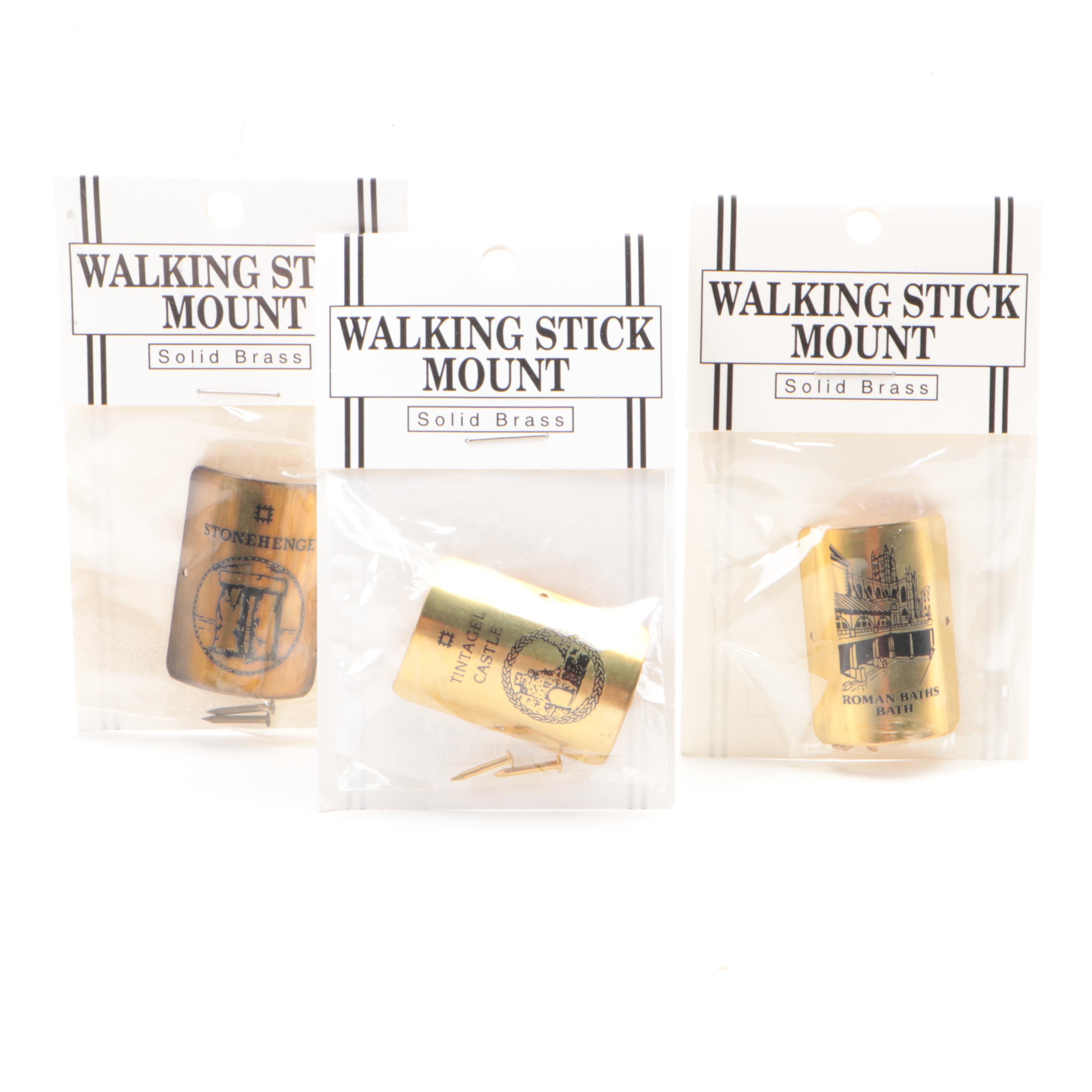 Sampson Souvenirs Brass and Metal Walking Stick Mount Medallions and Cane Tips